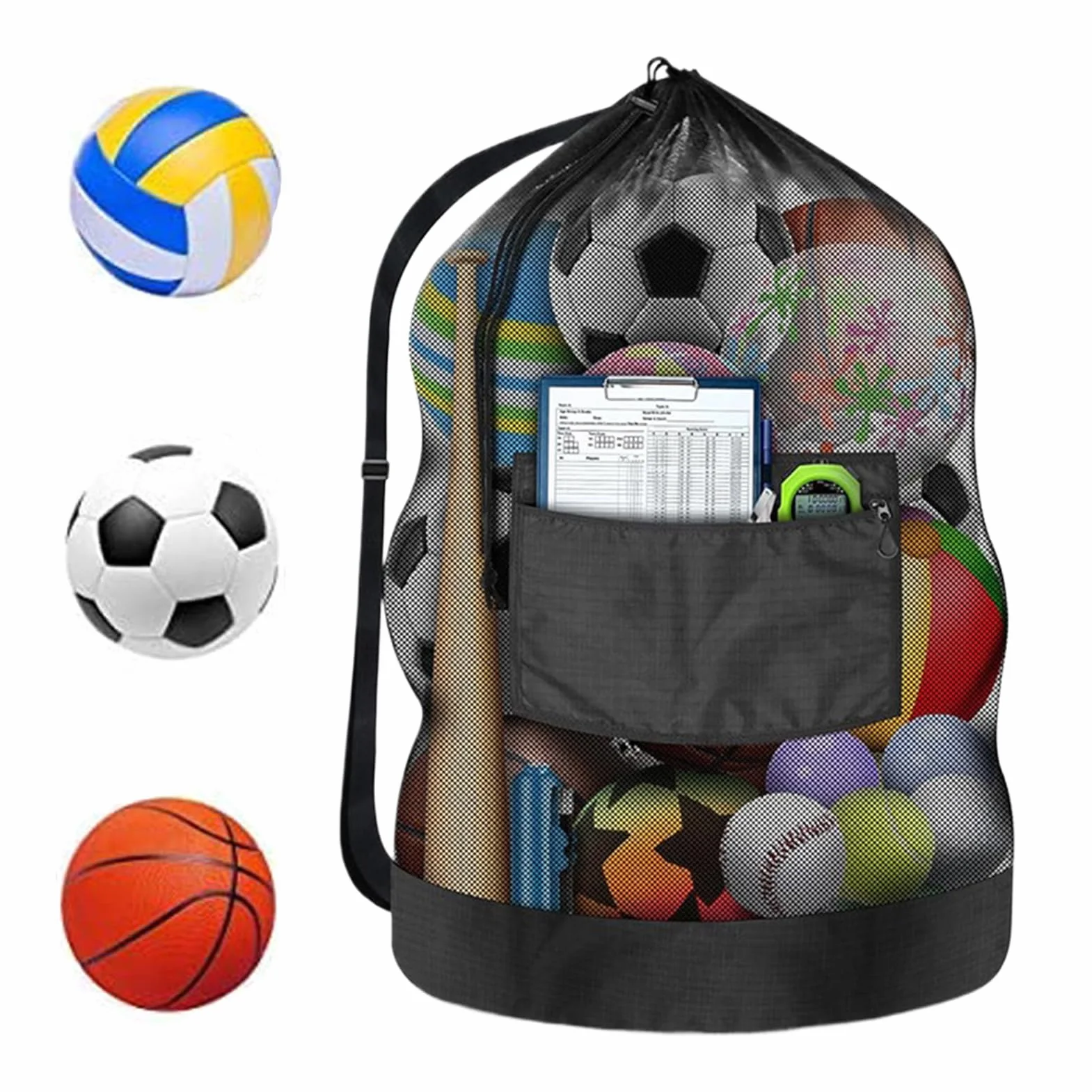 Generico Sac en Filet pour de Plage – Fermeture à Cordon Robuste pour Rangement de Ballons – Accessoires de Sport pour Piscine Gym Volley-Ball