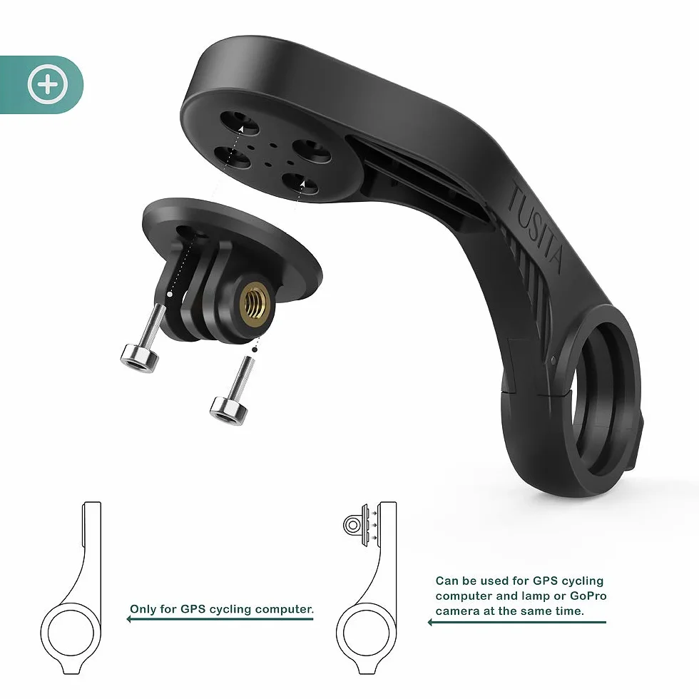 TUSITA Support de Vélo Compatible avec Garmin GPS Bike Computer, XOSS G/G+, iGPSPORT GPS - 25,4 mm 31,8 mm Support Guidon - Vélo de Accessoires de Sports de Plein Air