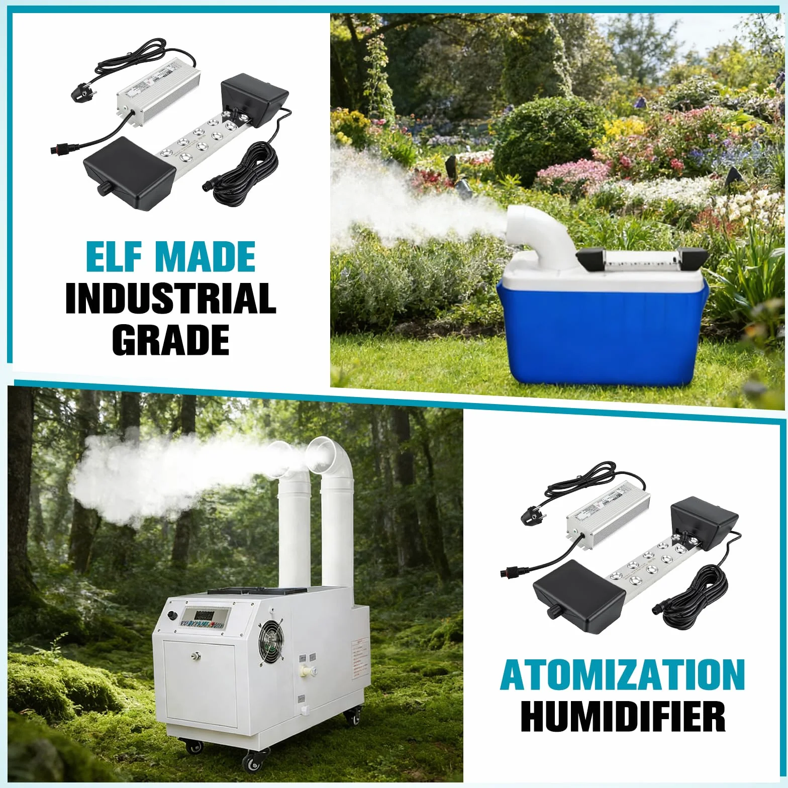 Brumisateur à ultrasons 12 têtes 9L/H 400W avec bouée générateur de brouillard pour bassin jardin serre