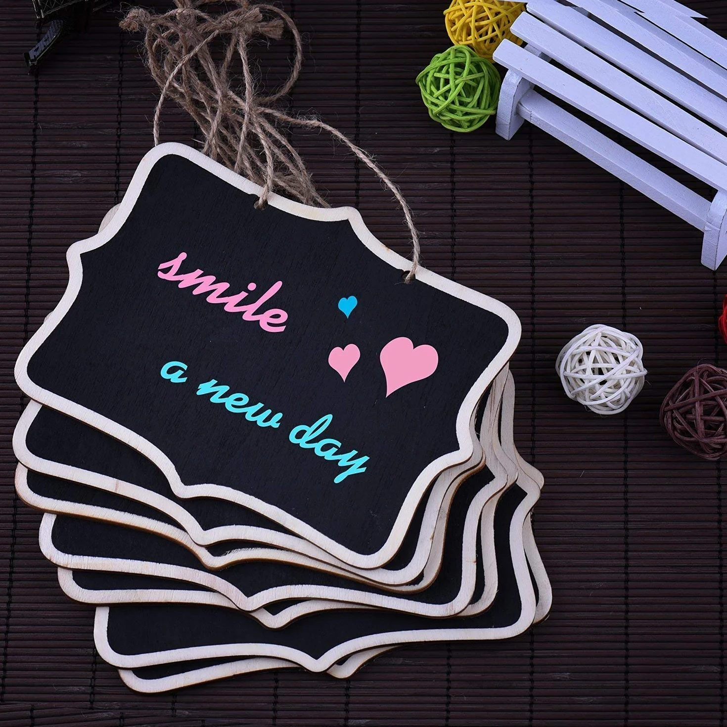 Mini Ardoise 12 Pcs Tableau Bois Numéro de Chaîne Mariage Fête Cuisine