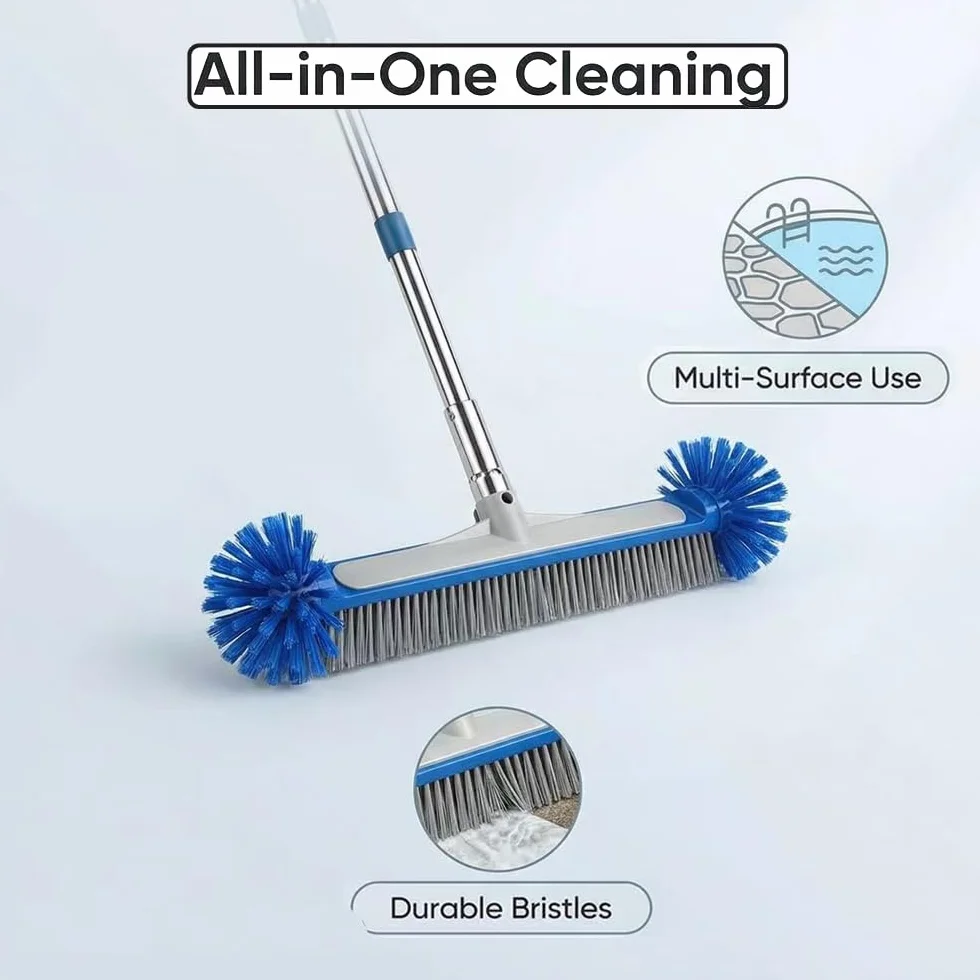 Brosse de Piscine avec Tige télescopique 230 cm, Balai Brosse 45 cm, Acier Inoxydable