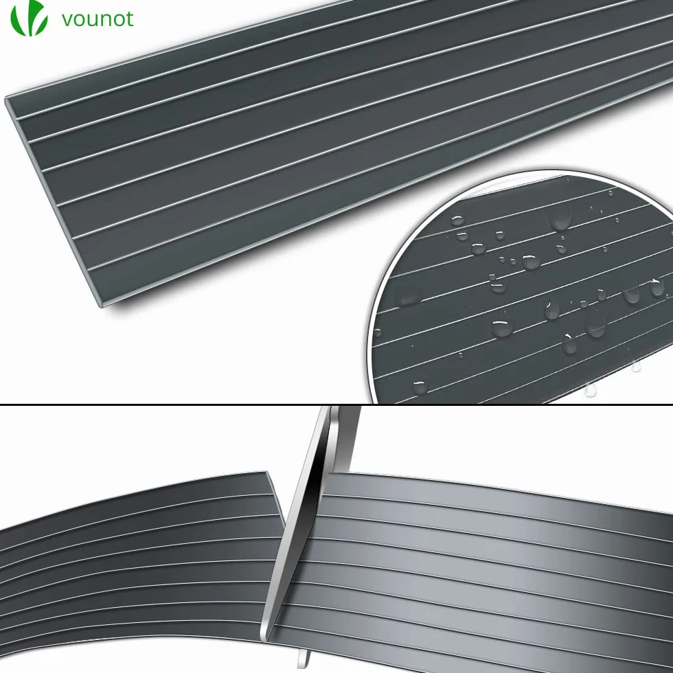 Kit de lamelles occultantes PVC 150m x 4.7cm 300 clips gris pour clôtures rigides