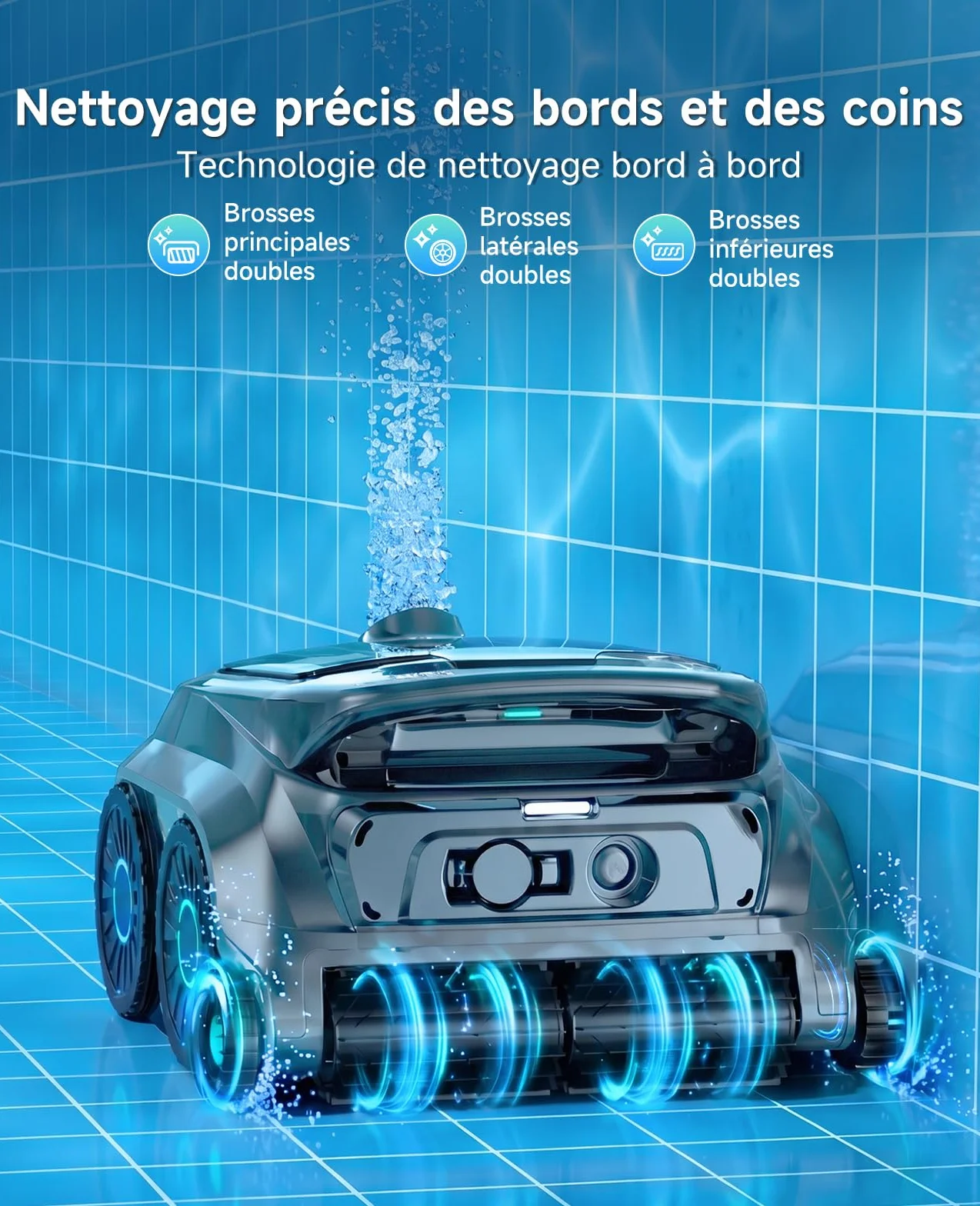 WYBOT OS600 Robot Piscine sans Fil, Nettoyage Fond et Parois, Autonomie 120 Min, Navigation Intelligente