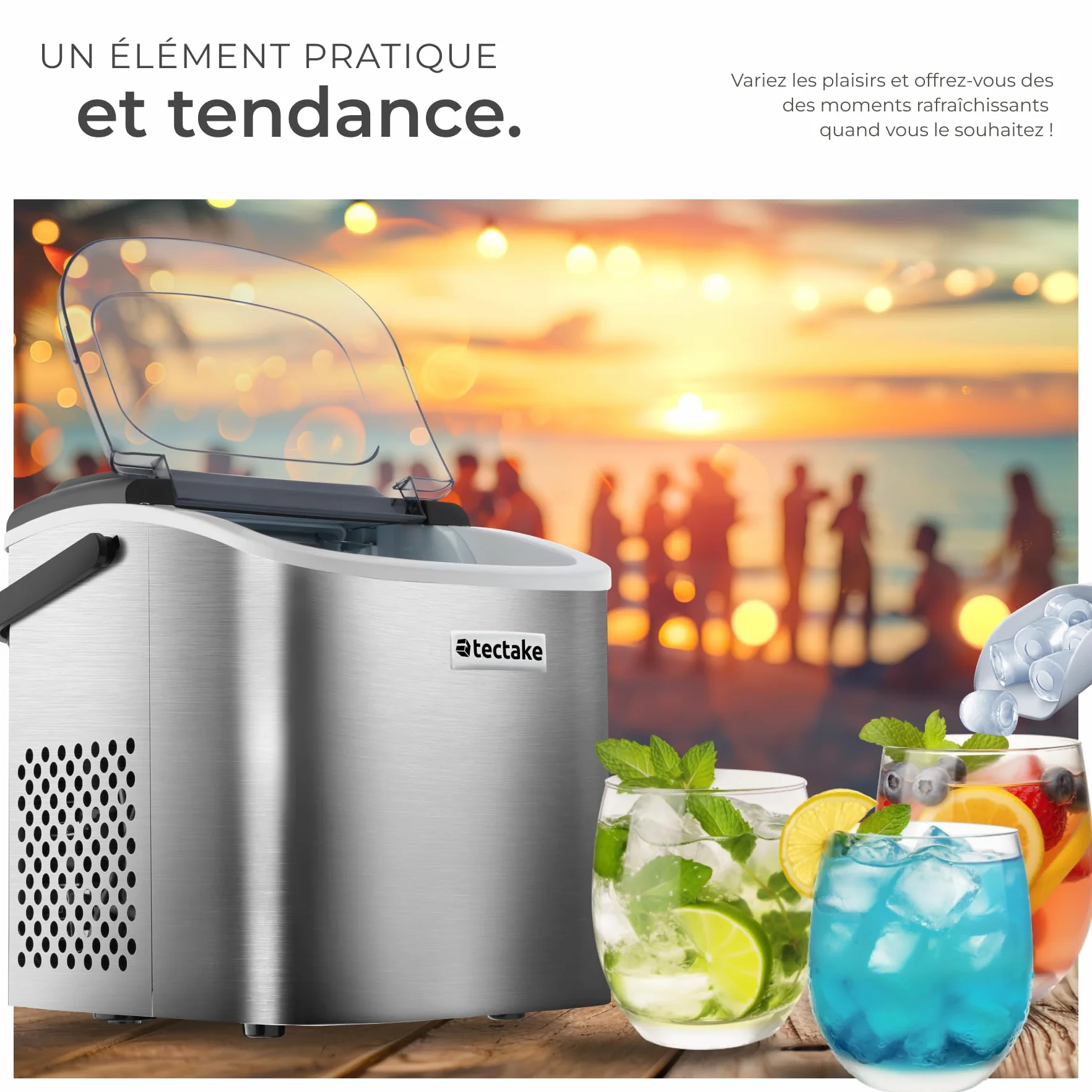 Machine à glaçons Silencieuse 9 glaçons par cycle 6-13 minutes Écran tactile Ice Maker