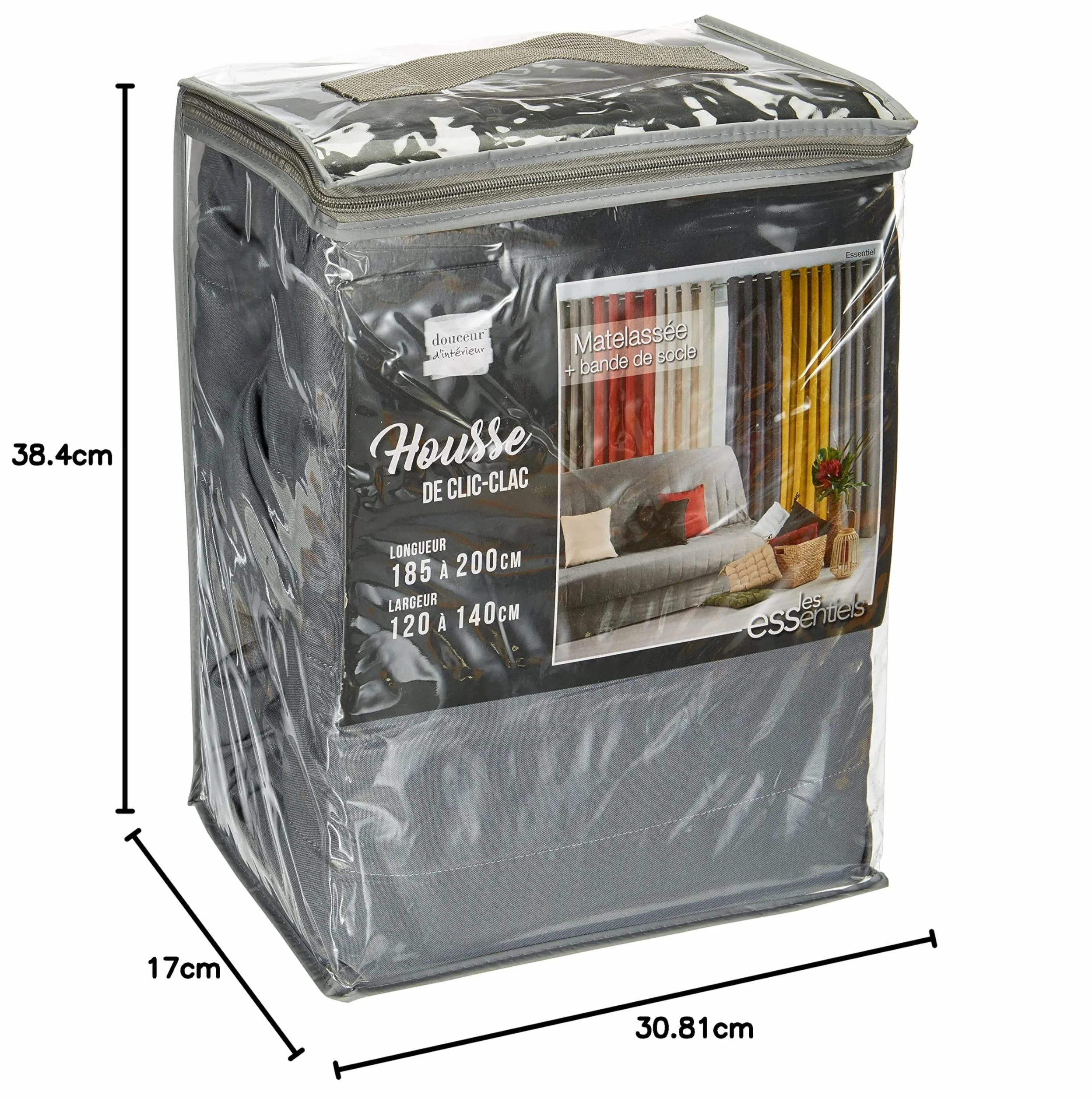 Housse de Clic Clac Matelassée Polyester Gris 120-140 cm 185-200 cm