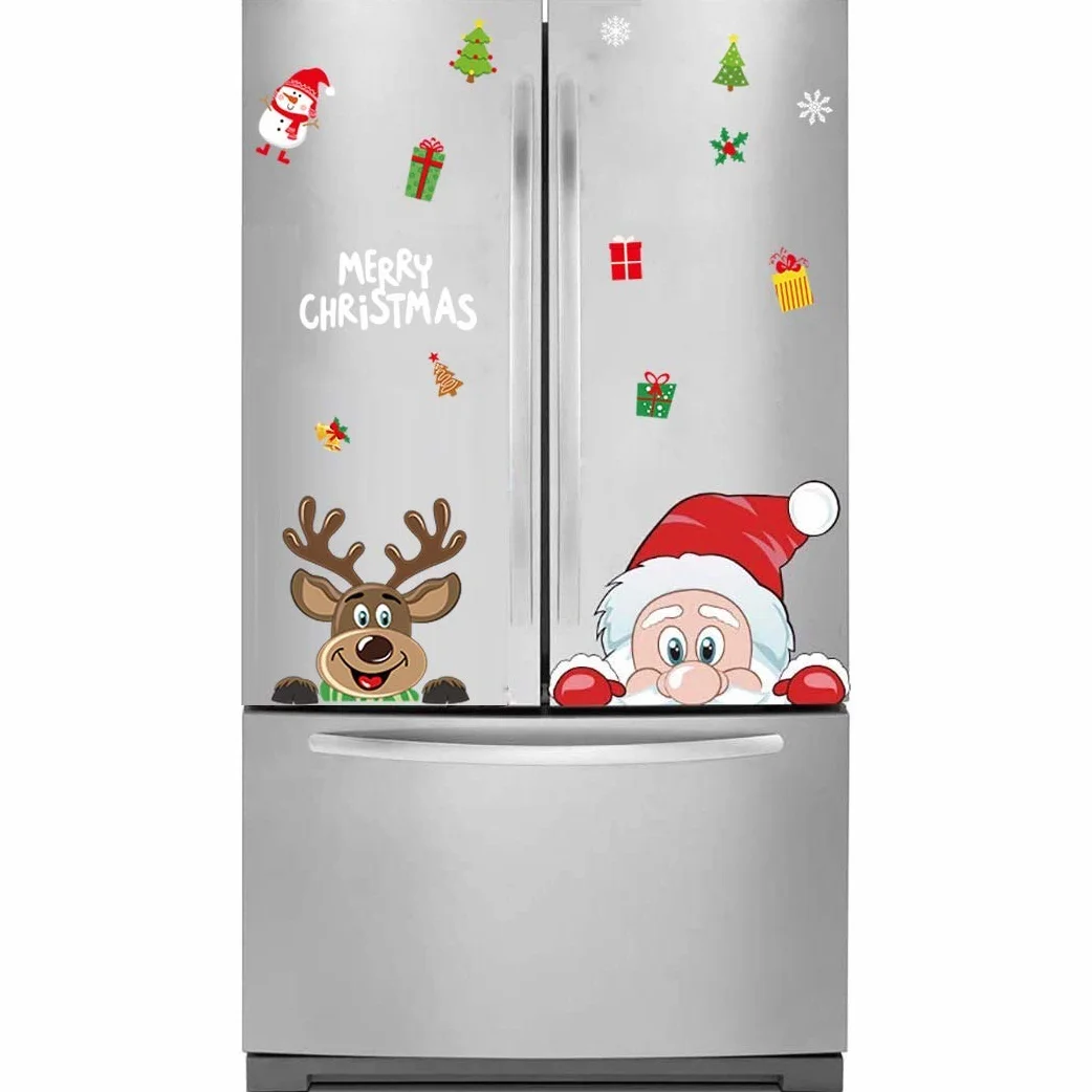 Autocollant fenêtre Noël enfant PÈRE NOËL et RENNE réutilisables électrostatique décoration vitres hiver
