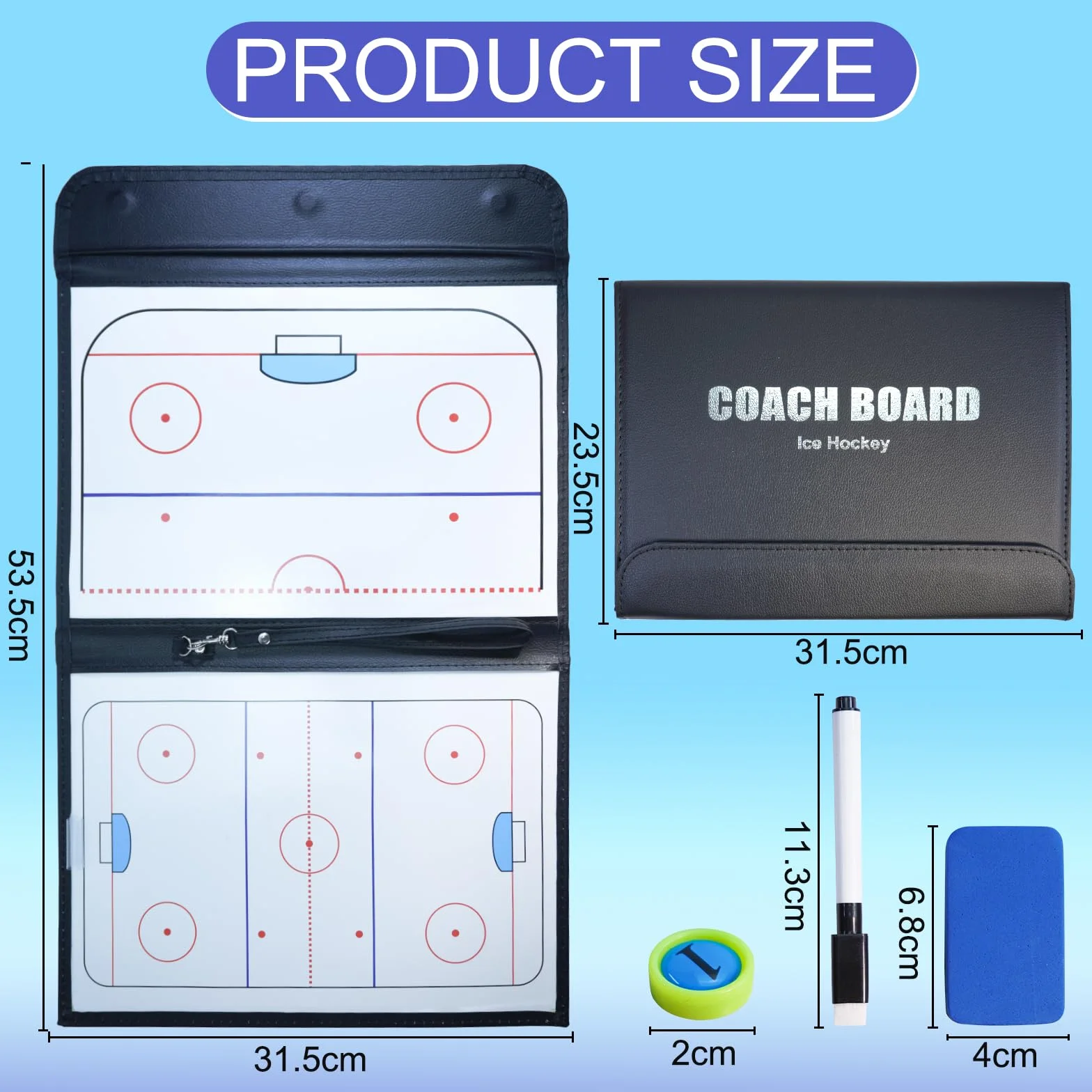Joyeee Tableau Blanc Tactique Hockey sur Glace avec Marqueur Effaçable à Sec