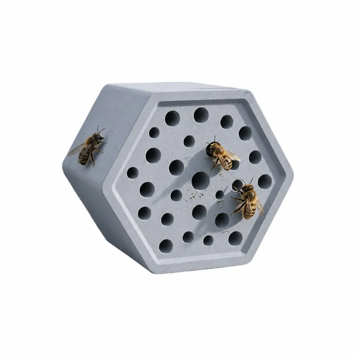 Hôtel à abeilles résistant aux intempéries en béton pour jardin, abeilles sauvages compact, aide nidification abeilles maçonnières
