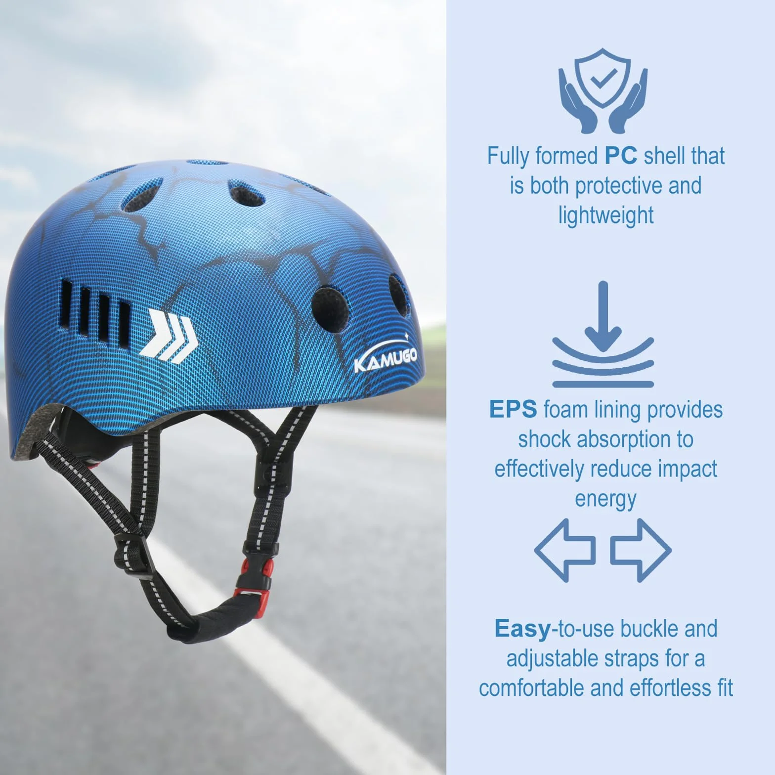 KAMUGO Casque Velo Enfant Ensemble, Casque pour Enfants pour garçons et Filles de 2 à 8 Ans, avec Un Ensemble d'équipement de Protection, Convient aux Scooters vélos Patins à roulettes