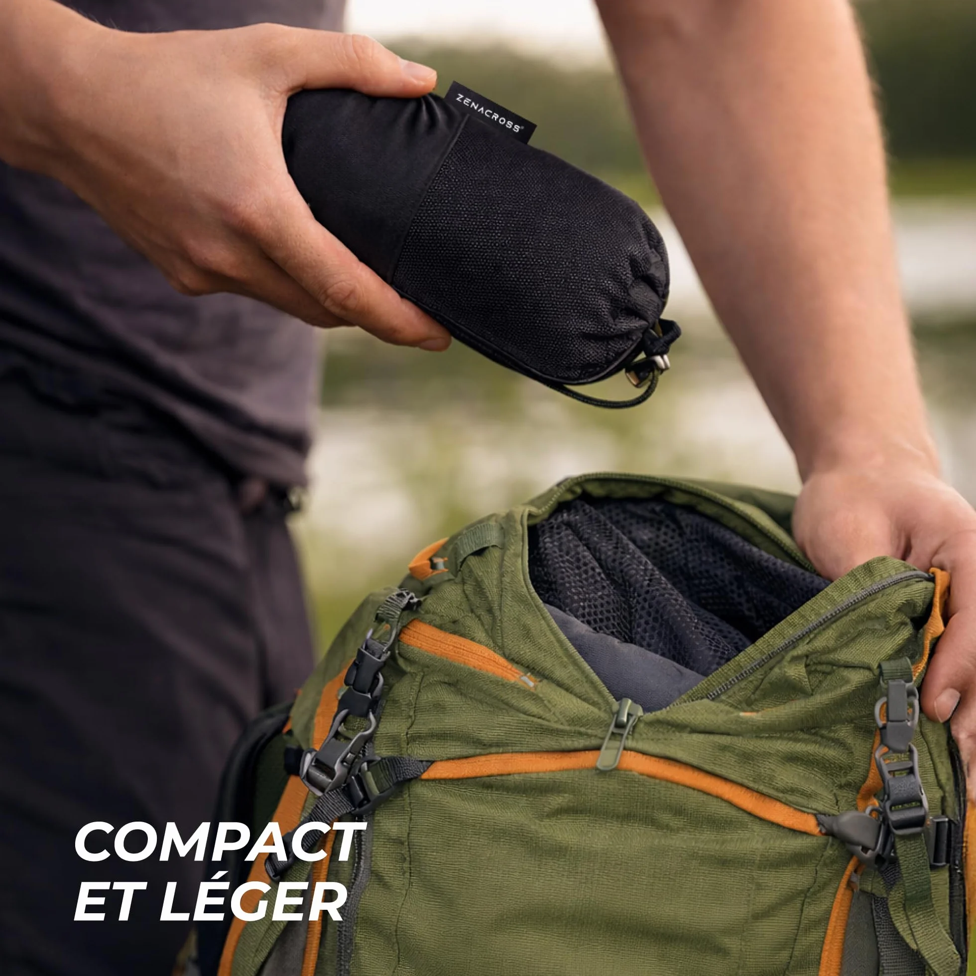 Drap de Sac de Couchage Adulte Compact Et Leger pour Voyage - Sac de Couchage Ete Microfibre, Compartiment Oreiller - Ultra Leger