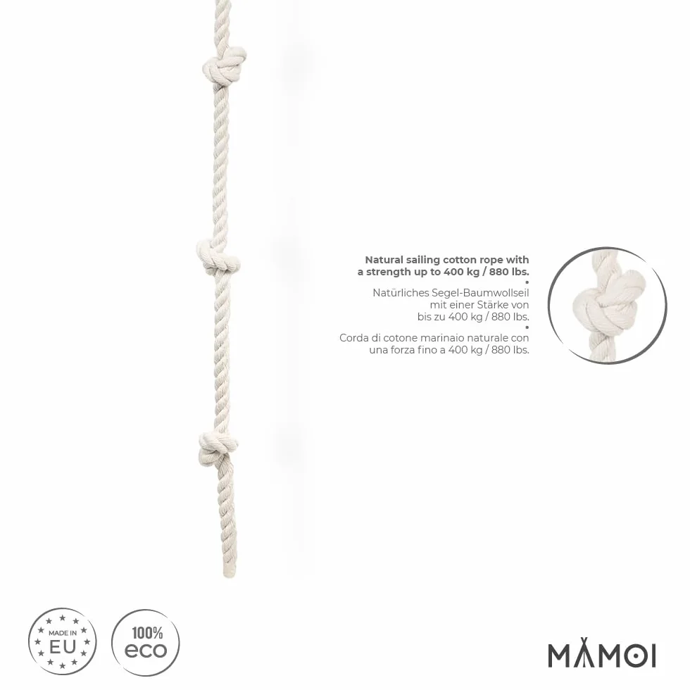 Corde d’Escalade pour Enfants 460 cm Coton MAMOI Indoor Outdoor