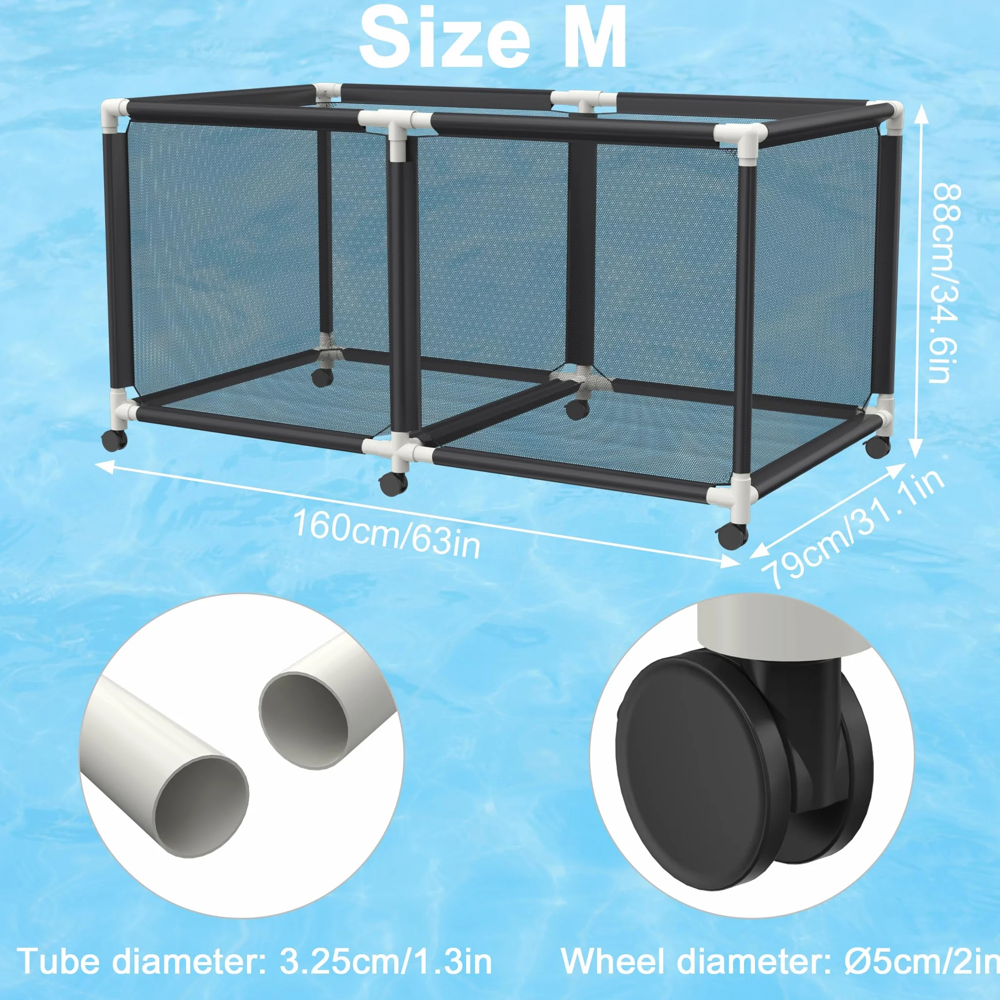 Aufun Boîte de rangement pour piscine organisateur filet jouets flotteurs serviettes