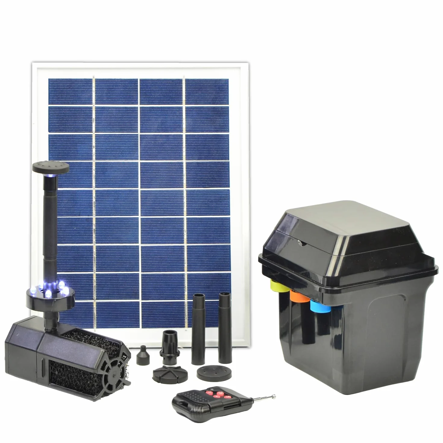 Pompe de bassin solaire avec télécommande et batterie Li-ion pour jardin
