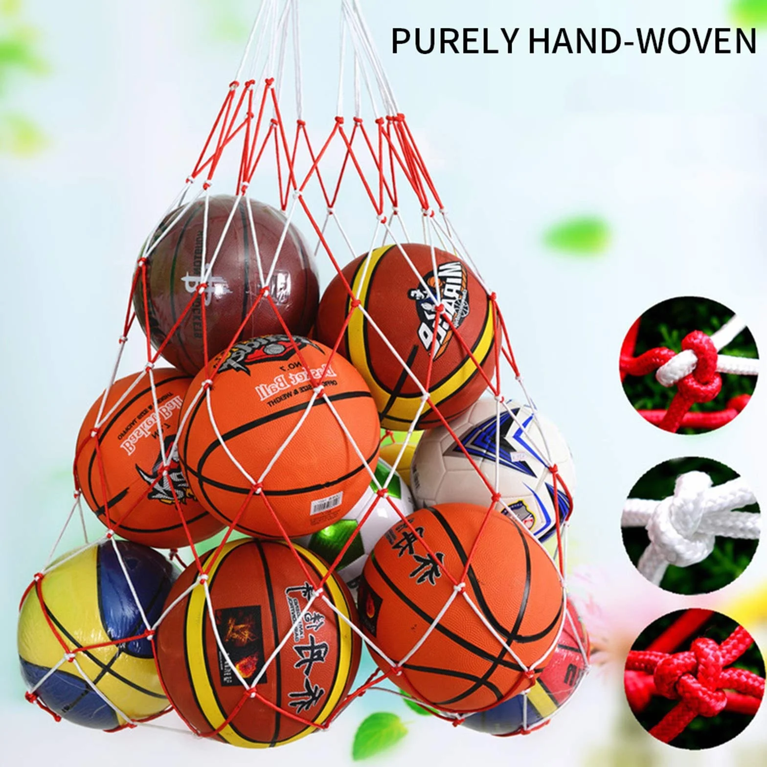 2Pcs Sac Filet de Ballon,Sac de Balles Filet,Polyester Pliant Rangement Durable Réutilisable Multifonction pour Le Football,Basketball,Rugby Ball,Volley-Ball,Handball,Le Tennis.