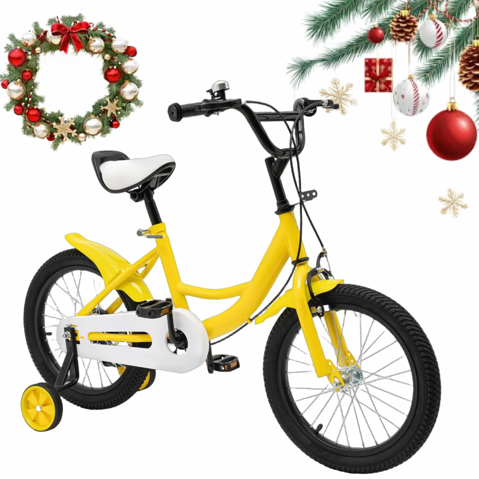 Vélo enfant de 16 pouces pour garçons et filles de 5 à 8 ans - Hauteur réglable - Avec roues stabilisatrices - Alliage d'acier au carbone
