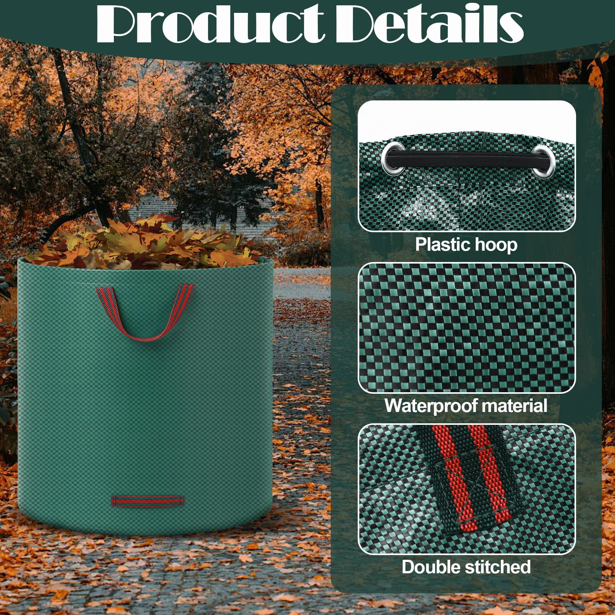 Sac Jardin 500L Pliable Réutilisable Déchets Verts Feuilles