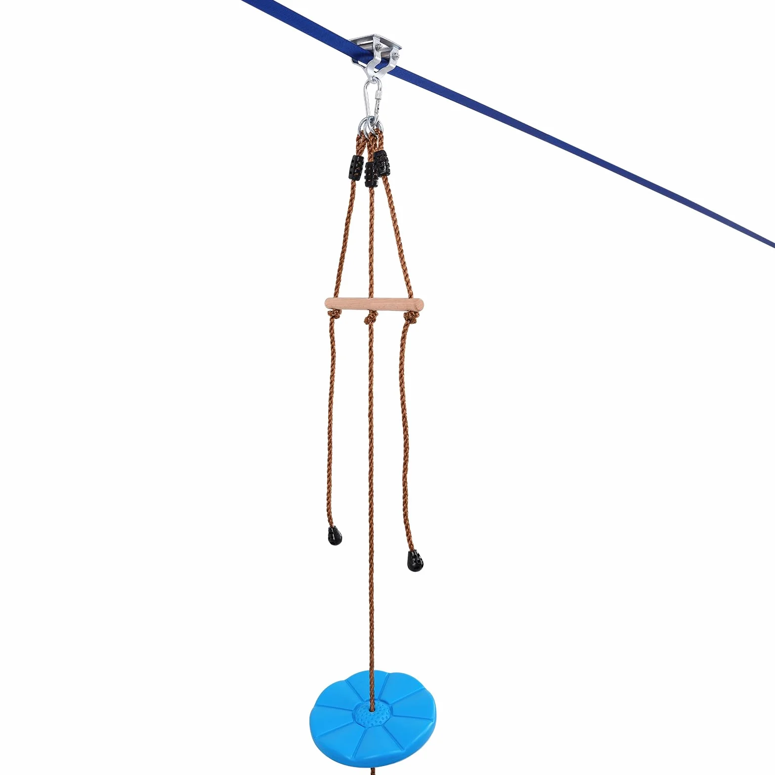 VEVOR Tyrolienne pour Enfants et Adultes 15,8 m, Kit de Tyrolienne Complet Charge 227 kg, Configuration Facile, avec Harnais de Sécurité en Nylon, Siège et Guidon, pour Jardin Arrière-Cour Extérieur