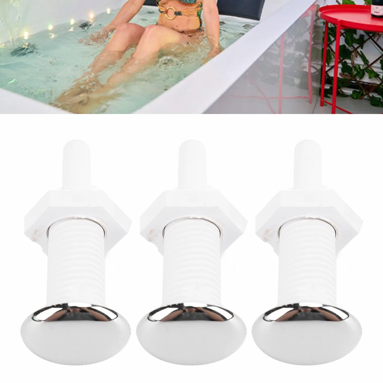 Buses d'air de baignoire PVC 30 mm Lot de 3 pour piscines