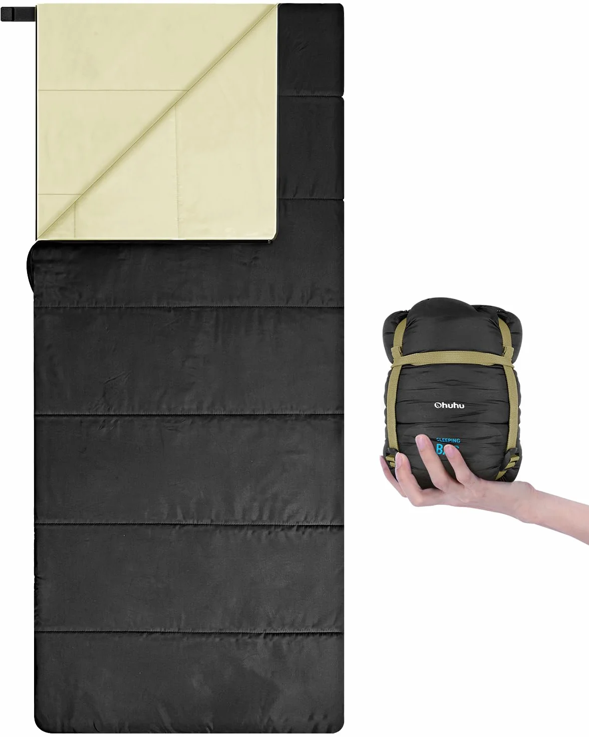Ohuhu Sac de Couchage Léger 860 g 15-25°C 190 x 83 cm pour Camping Randonnée Trekking