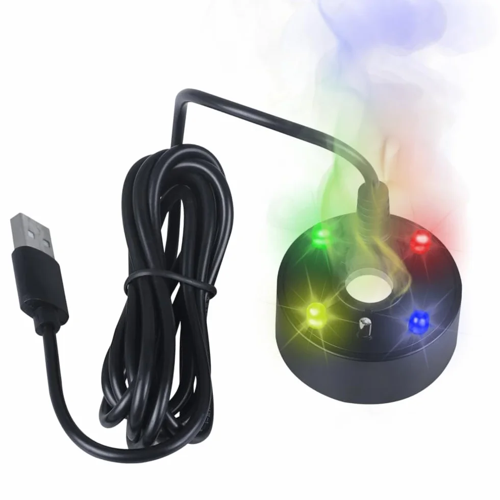 MiOYOOW Brumisateur à Ultrasons, Fontaine d'étang, Mini avec 4 Couleurs LED USB, Protection Manque d'eau