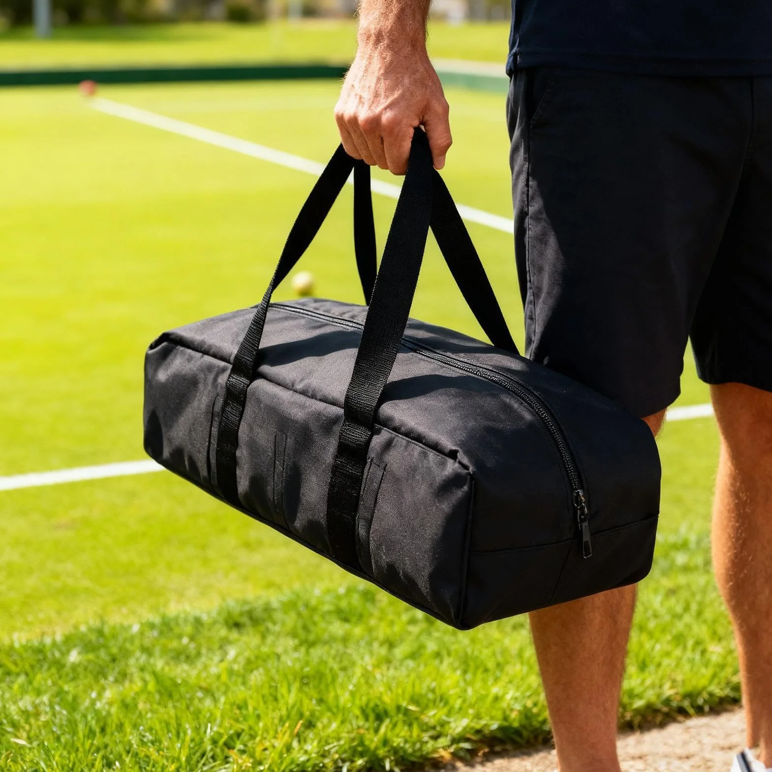 Générique Boccia-Balltasche - 43 Cm Oxford-Stoff Tragetasche | Acht Fächer, Robuste Boule-Aufbewahrung Für Freizeitspieler, Garten, Sportausrüstung, Familienaktivitäten, Und Wettkampf-Spiele