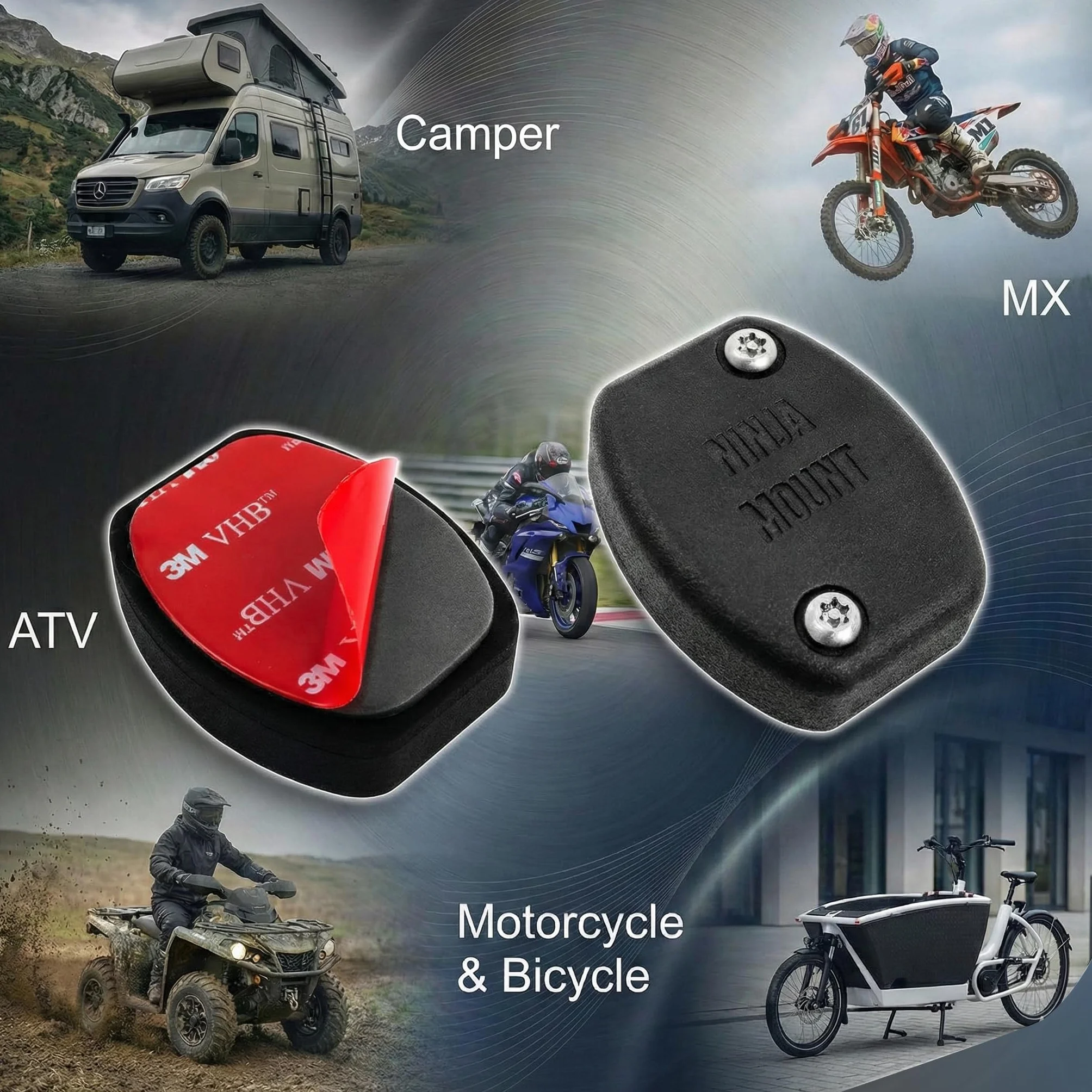 anyTag by Support Universel Airtag pour vélo, Campeur, Moto, Ski, vélo électrique, Valise, Scooter, vélo de Camion I Universel avec vis de sécurité et Outils I Fabriqué en Allemagne