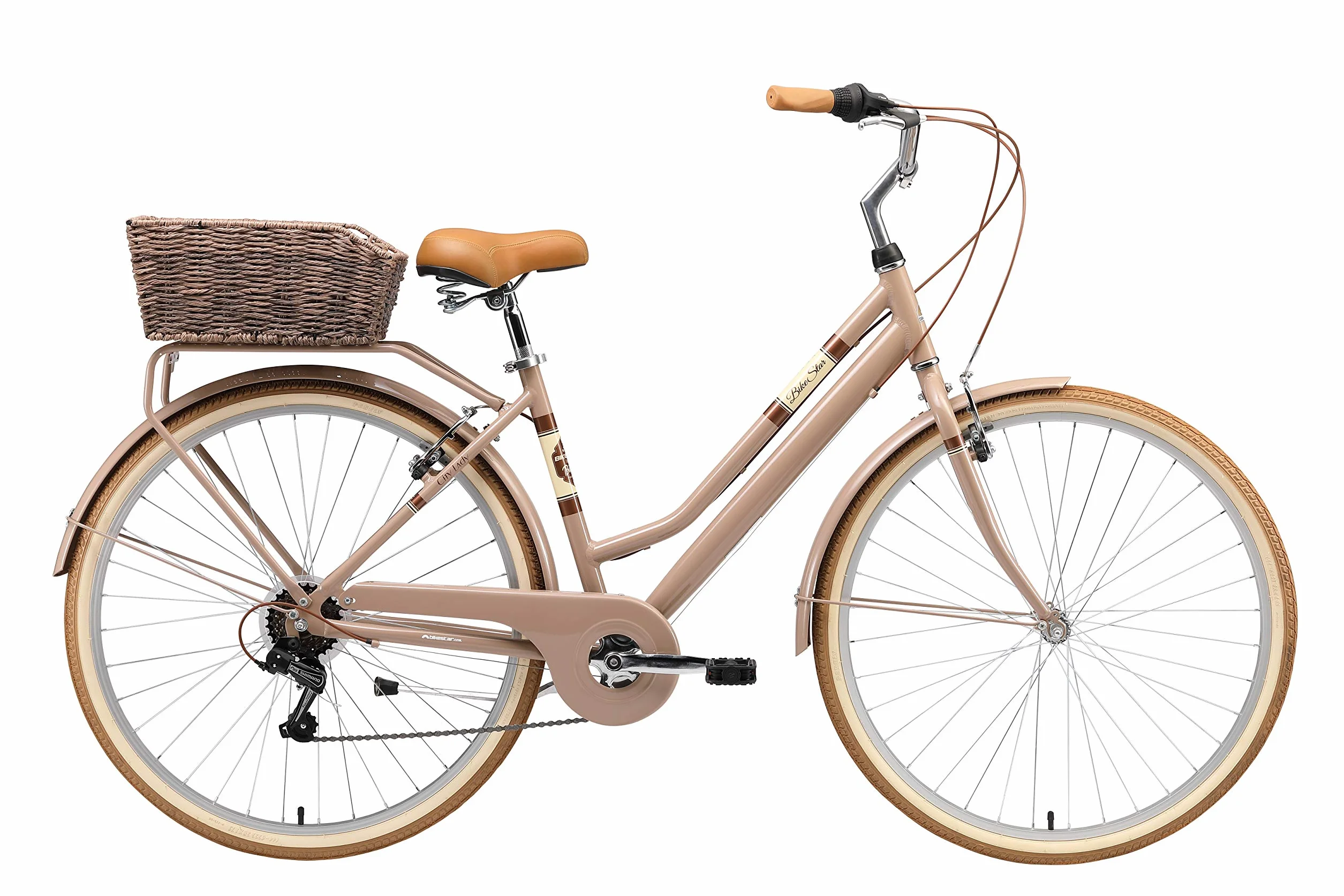 BIKESTAR VTC Vélo de Ville Aluminium 26" 28" | 7 Vitesse Shimano Vélo Urbain Femme avec Sonnette Panier Lumière