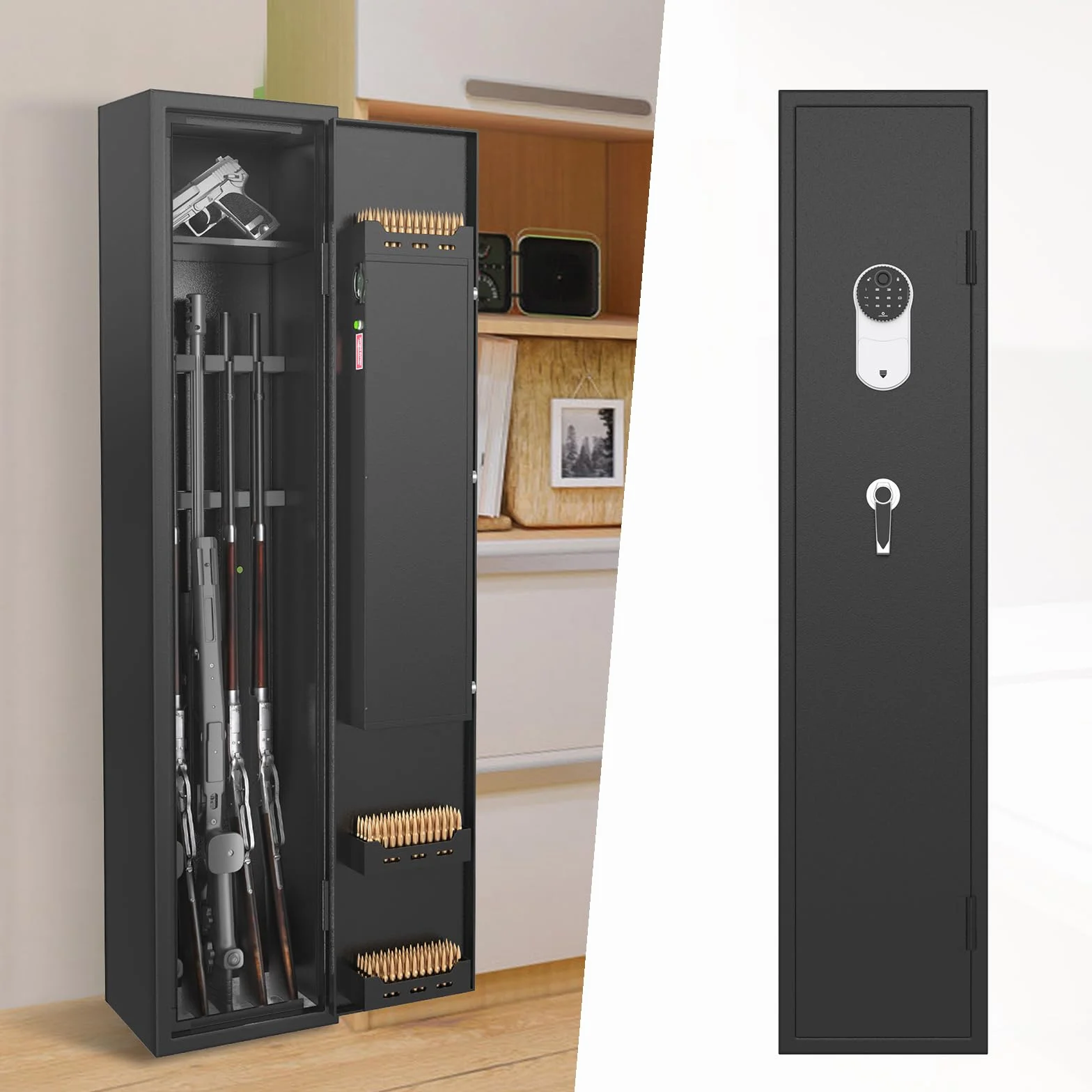LARS360 Armoire à armes, à munitions, armoire à armes longues, coffre-fort max. 5 armes longues, avec casier à chiffres, 2 clés et matériel de fixation