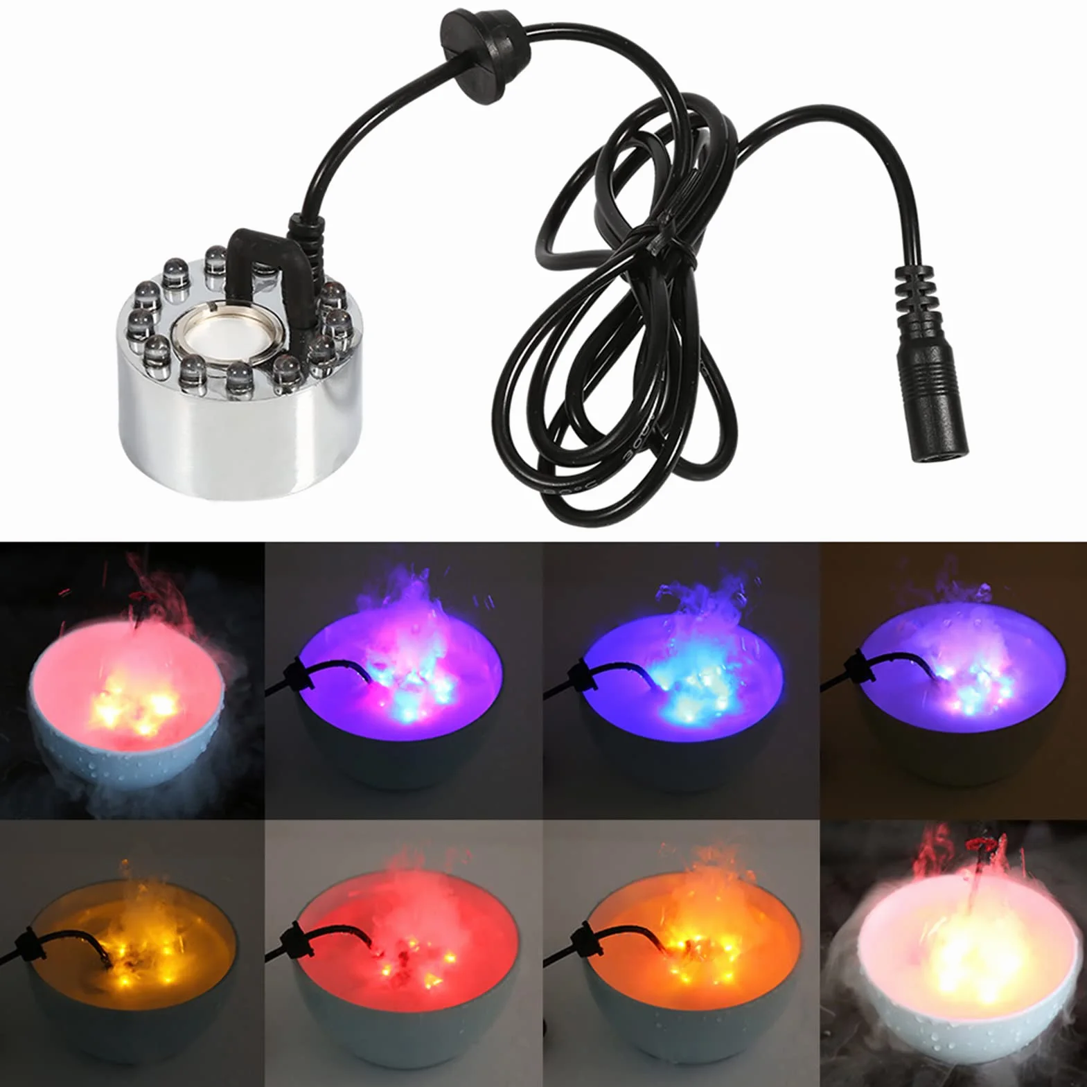 TOPINCN Mist Maker Atomiseur LED 24V 12 LED Changement de Couleur Ultrasons Brumisateur Fontaine Humidificateur