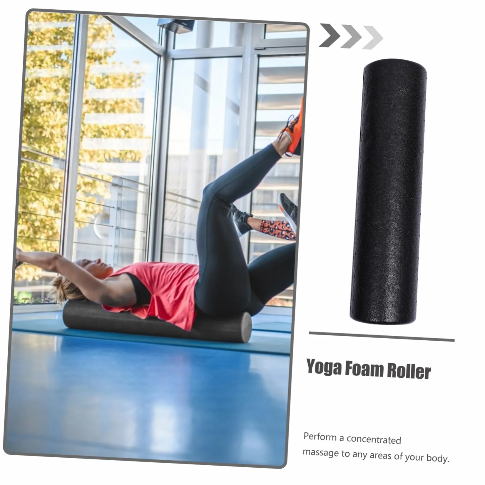 GANAZONO Rouleau De Massage Yoga en Mousse Solide 15x60cm, Rouleau De Récupération Musculaire Haute Densité, pour Jambes Et Bras, Entraînement Pilates Et Relaxation Musculaire
