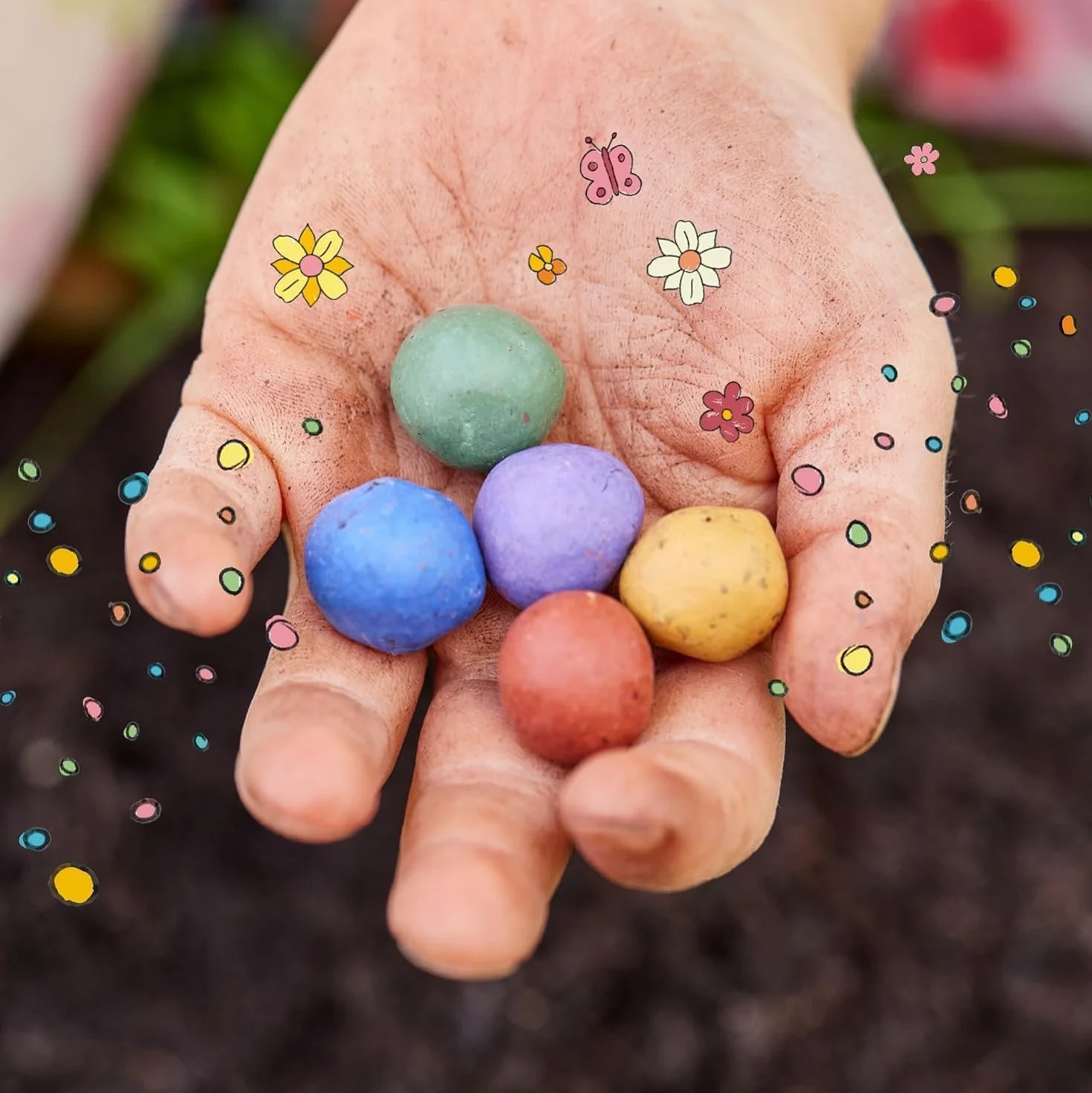 Bombes à graines colorées faites main 25 pièces 20 variétés de fleurs