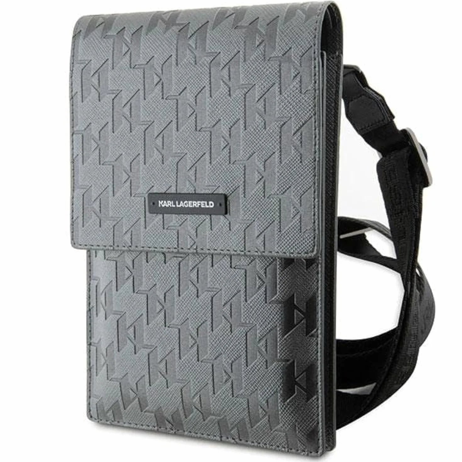 Karl Lagerfeld KLWBSAMSMG Saffiano Monogram Plaque Sac Argenté