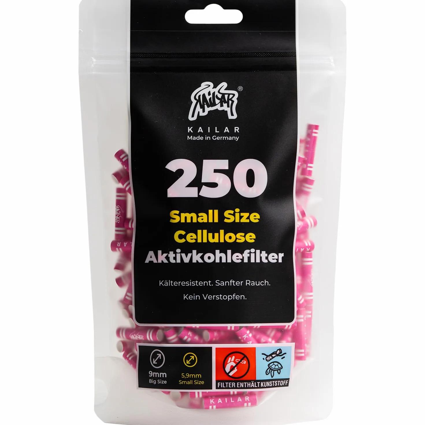 KAiLAR Lot de 250 filtres à charbon actif en cellulose rose Slim (6 mm) pour cigarette