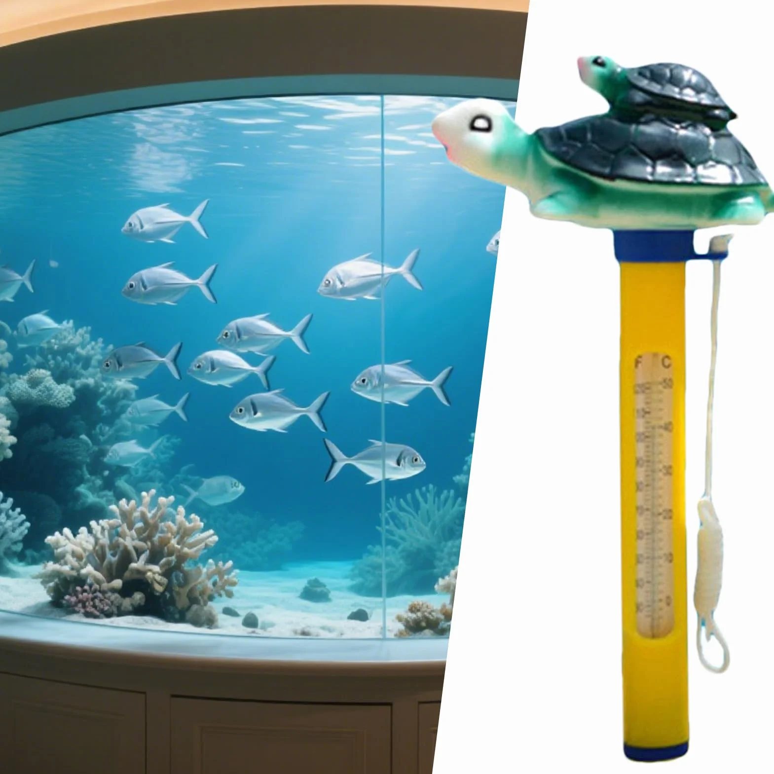 Thermomètre Flottant Piscine avec Corde pour Spa Étang à Poissons