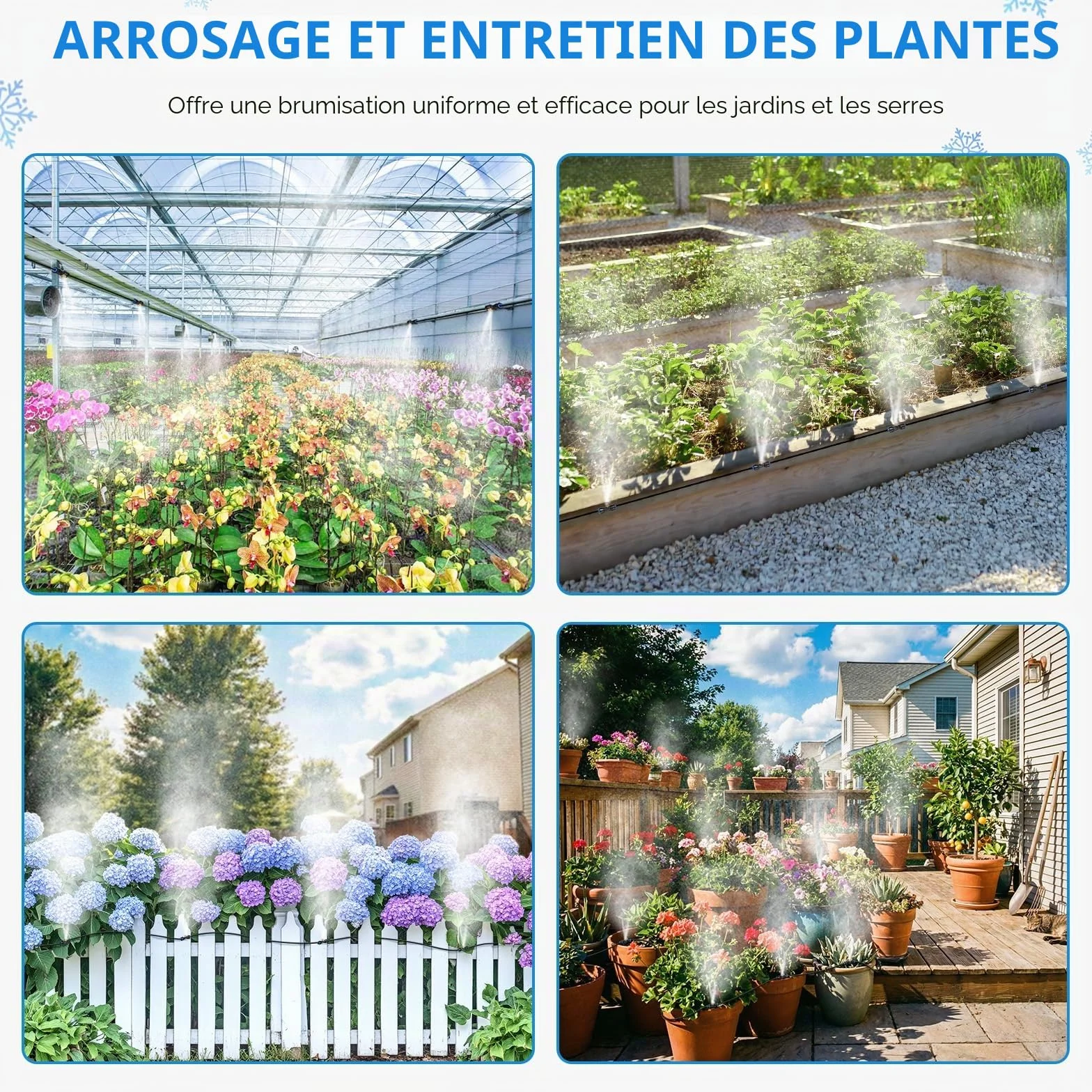 Brumisateur Terrasse 8M Exterieur Pré-assemblé avec 7 Buse Adaptateur Laiton Système Refroidissement Patio Jardin