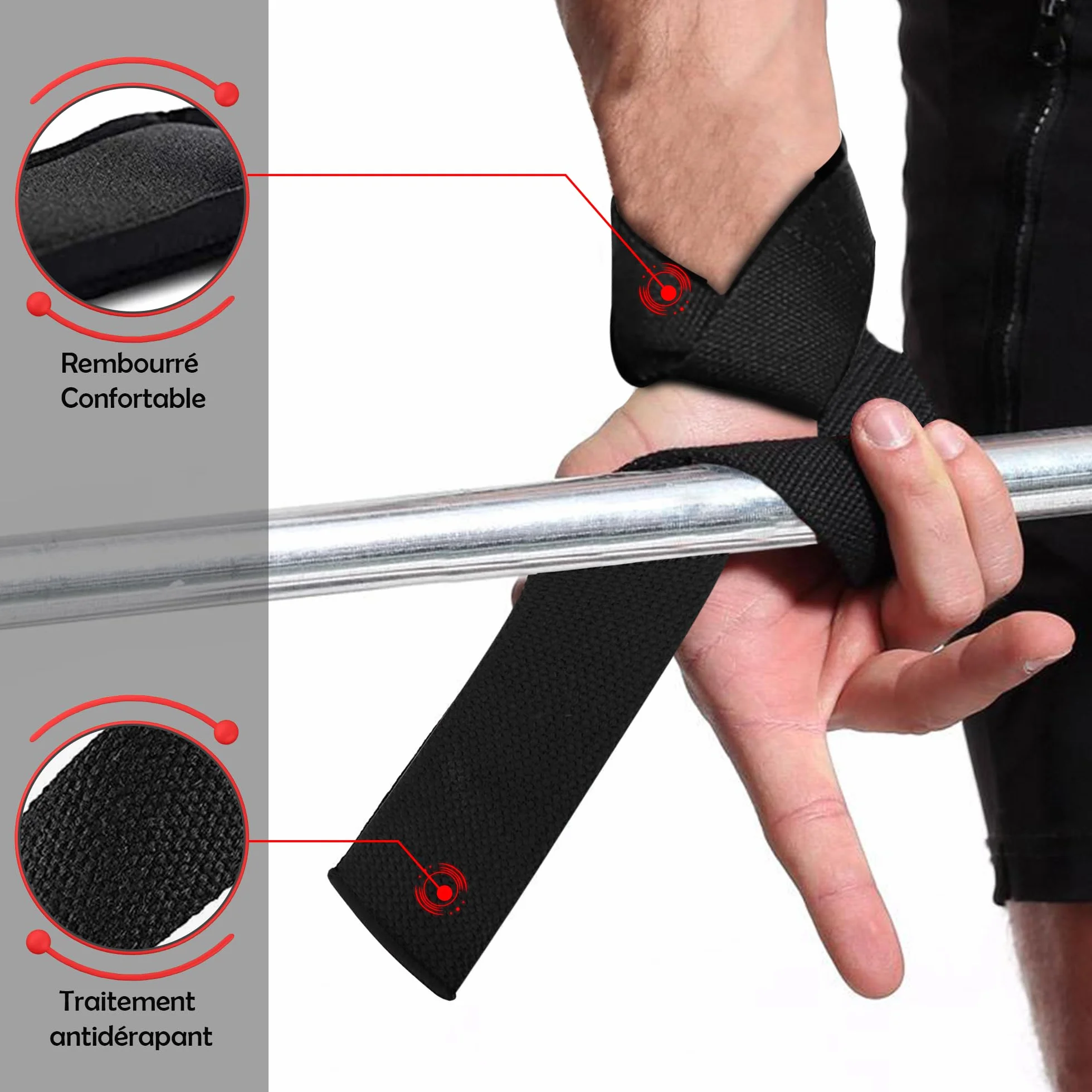Sangle Musculation MERCURYAL - Sangle de Tirage et Poignet - Lifting Straps Homme Femme