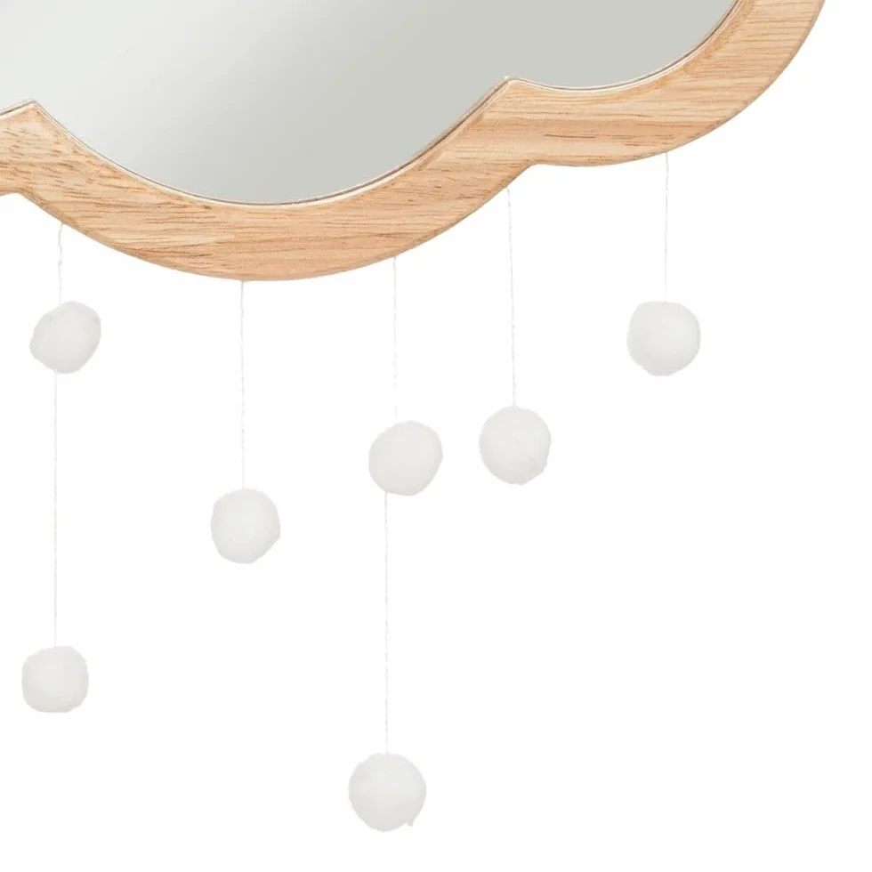 Atmosphera Miroir Bois Nuage Pompons