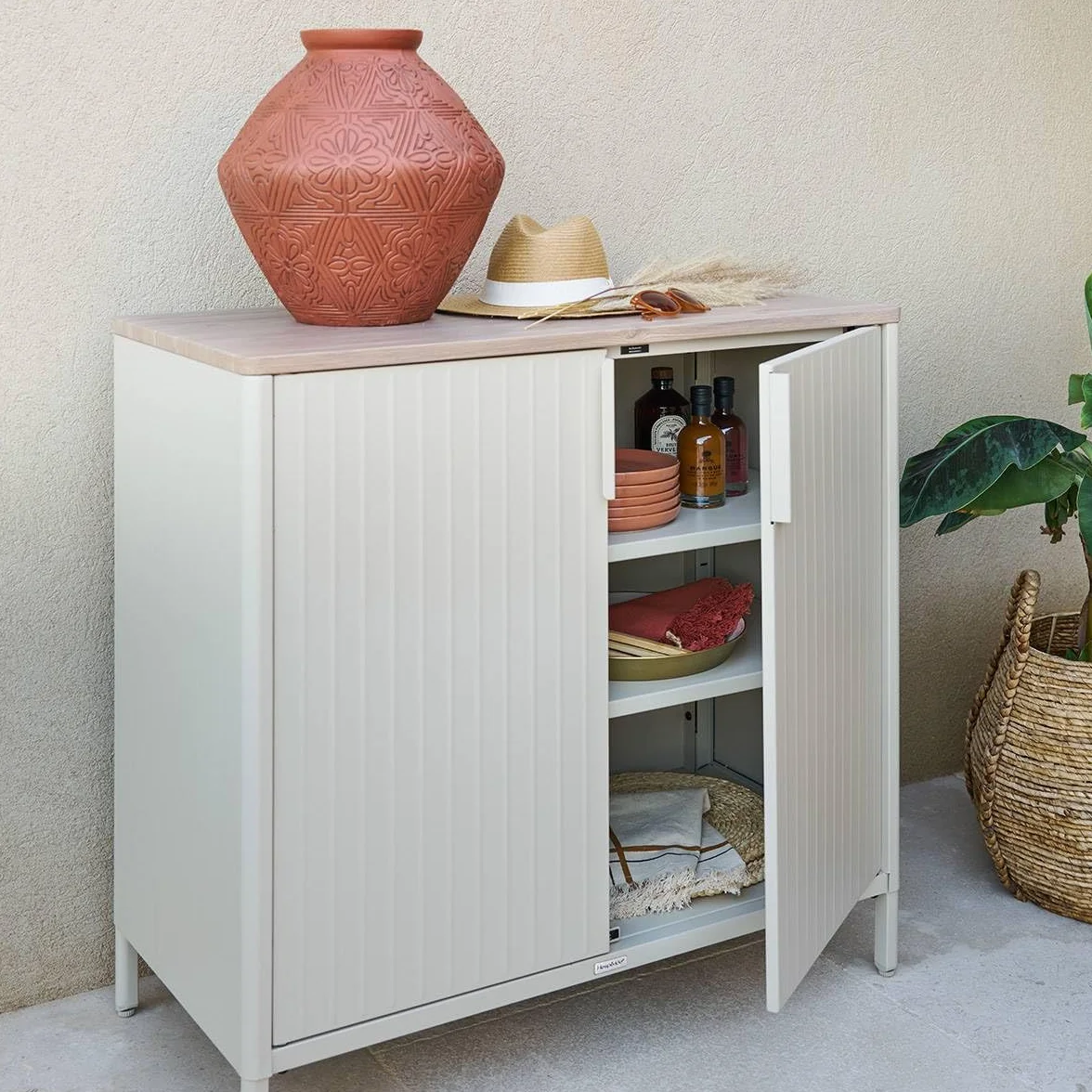Buffet de jardin en acier galvanisé argile et lin Hespéride