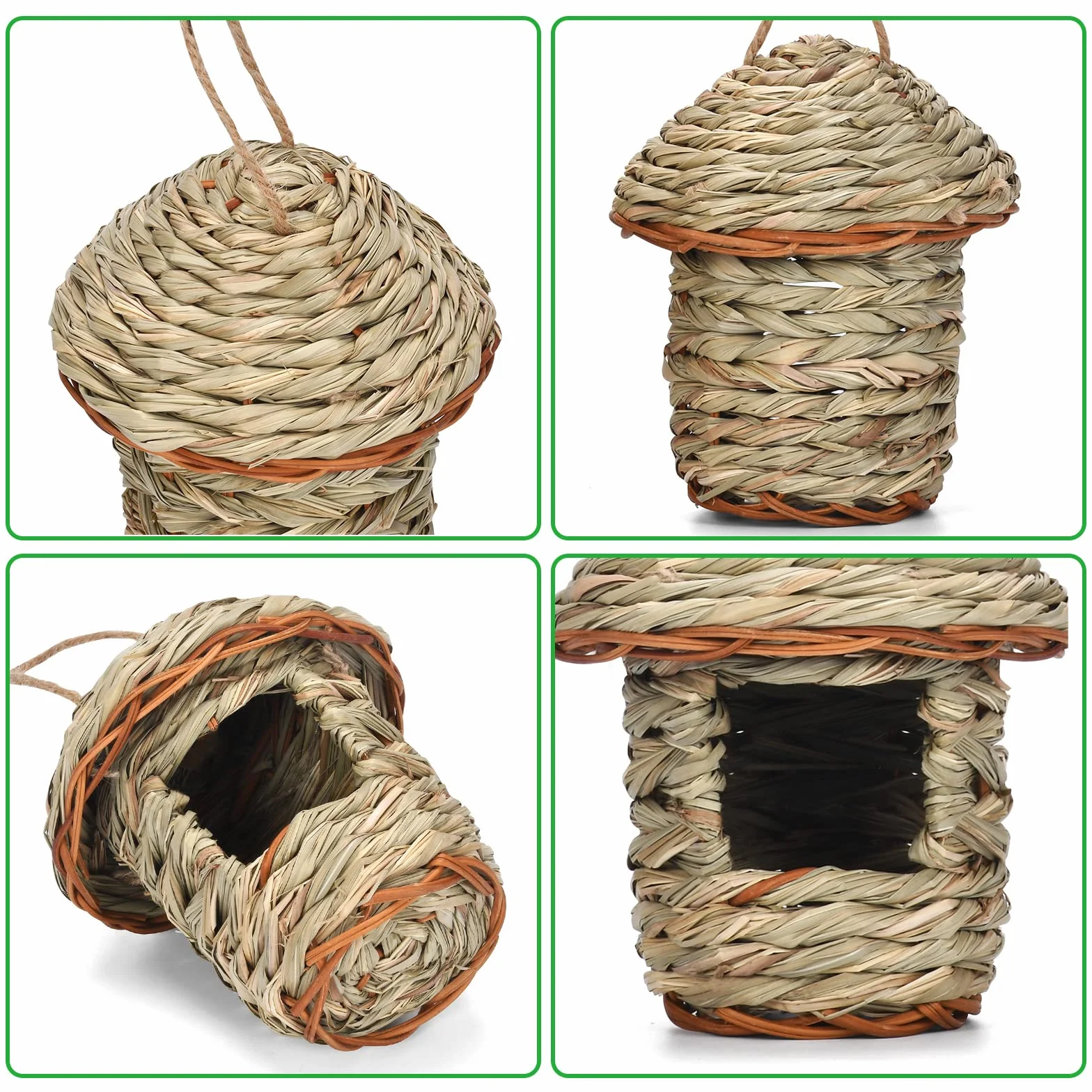 Cabane Oiseaux Tissé À La Main, Nichoir Exterieur pour Perruche, Colibri, Mesange