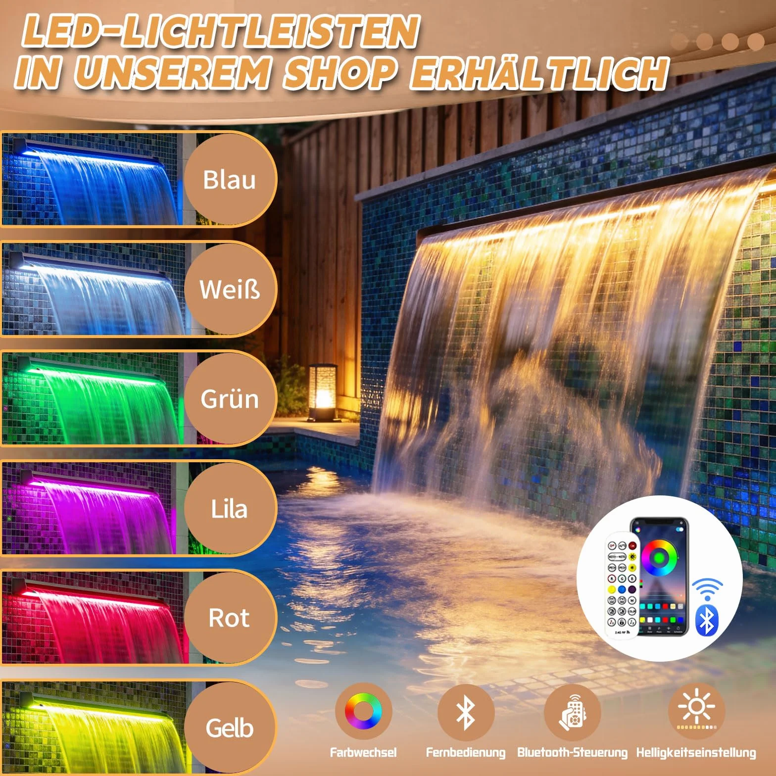 Kit de lames de cascade en acier inoxydable 30 cm, largeur 20 cm, pour bassin et étang