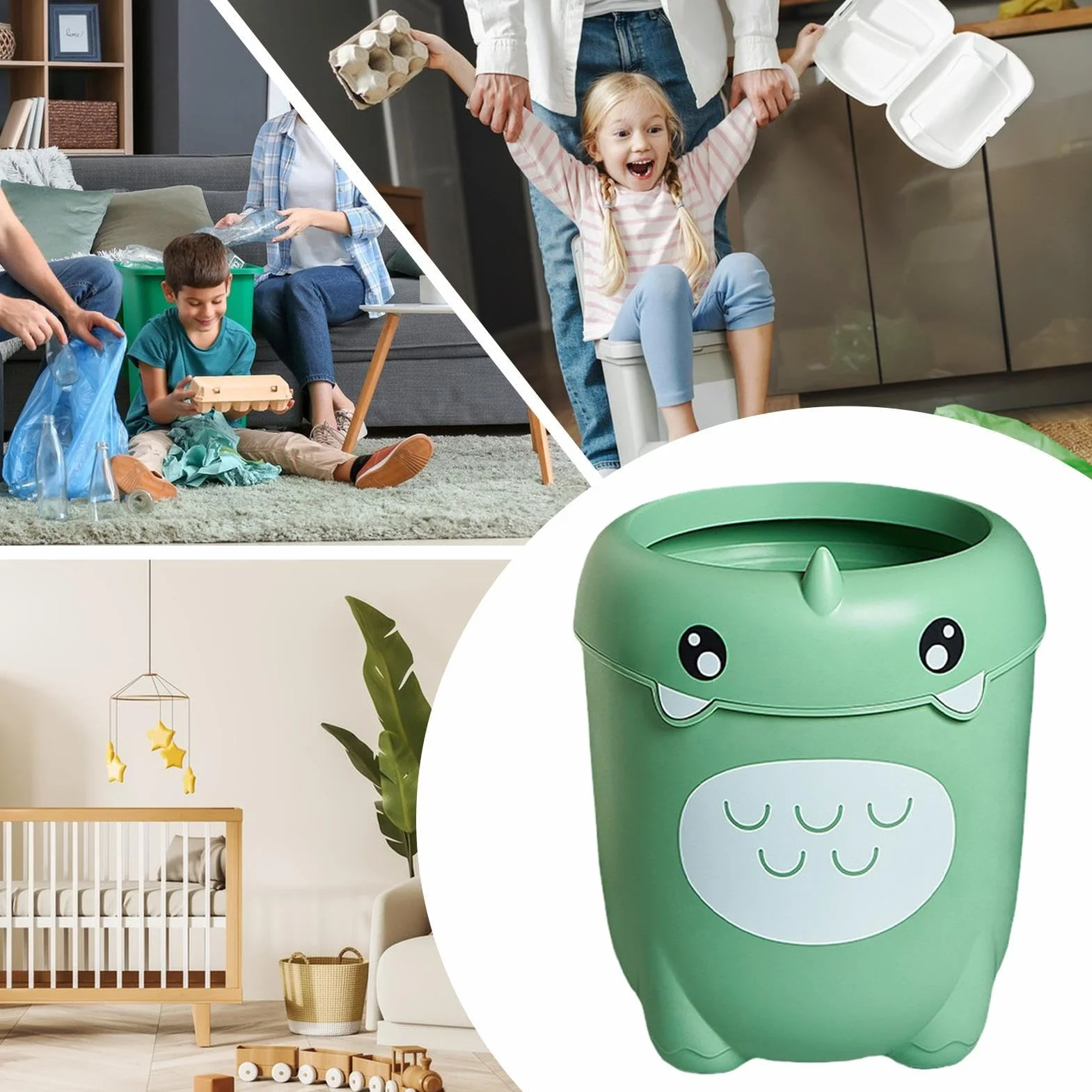 Poubelle Enfant Salle de Bain - Corbeille Cartoon Portable Mignon