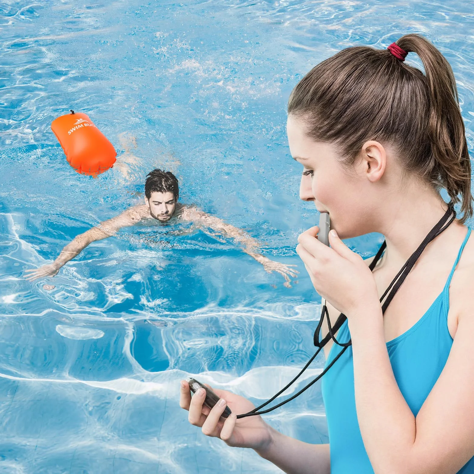Aragallant Bouée de Natatio 28 L, Flotteur Natation Extérieur, Flotteur de Sécurité et Sac Étanche, Nageurs Sports en Eau Libre