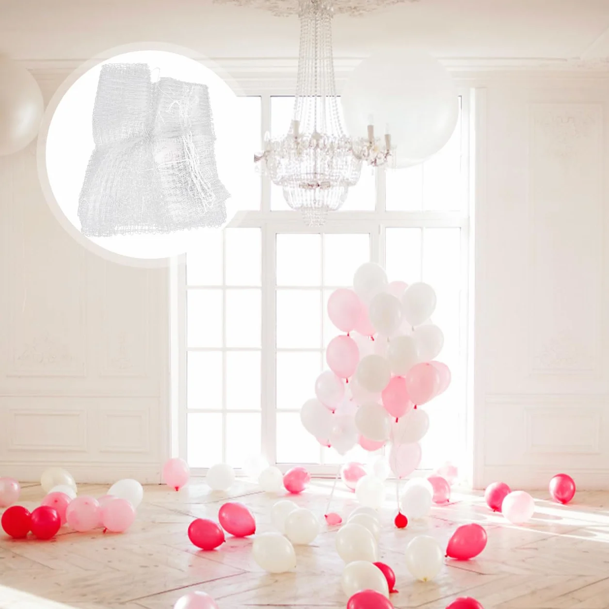 ABOOFAN filet de chute de ballon pour plafond sacs ballons de transport gouttes genre de chute de sacs s pour le transport d'hélium suspendu arrêté pp blanche