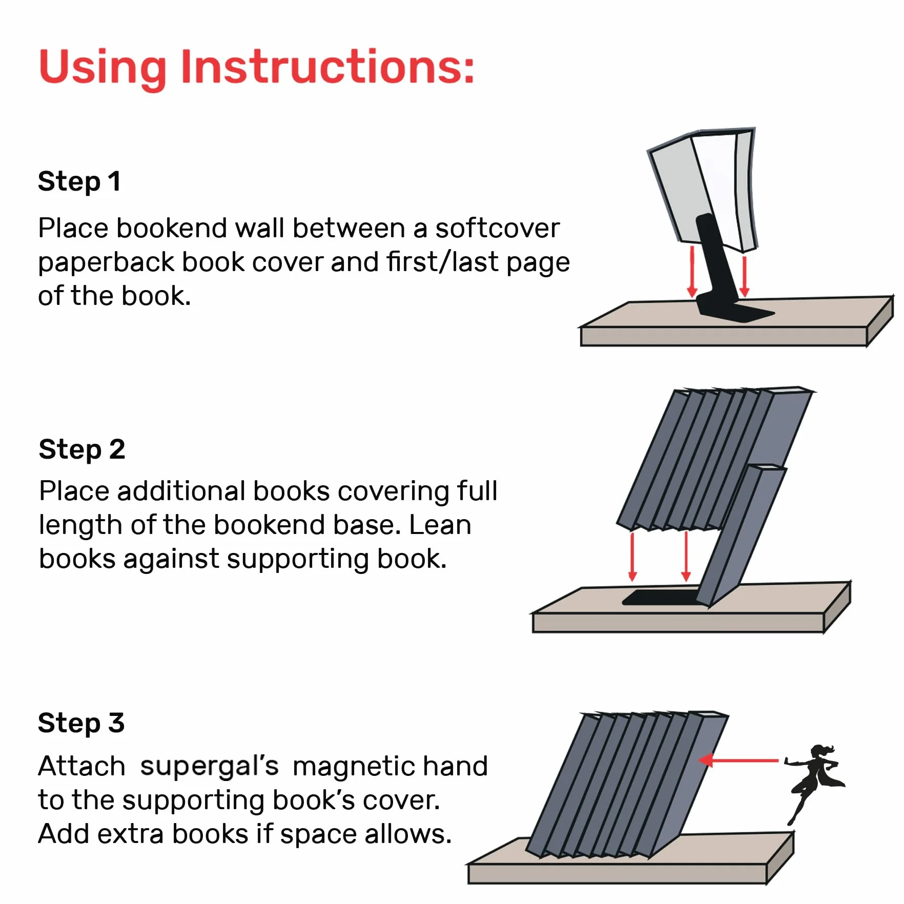 Artori Design Support pour extrémité d'étagère Livres, métal, Noir