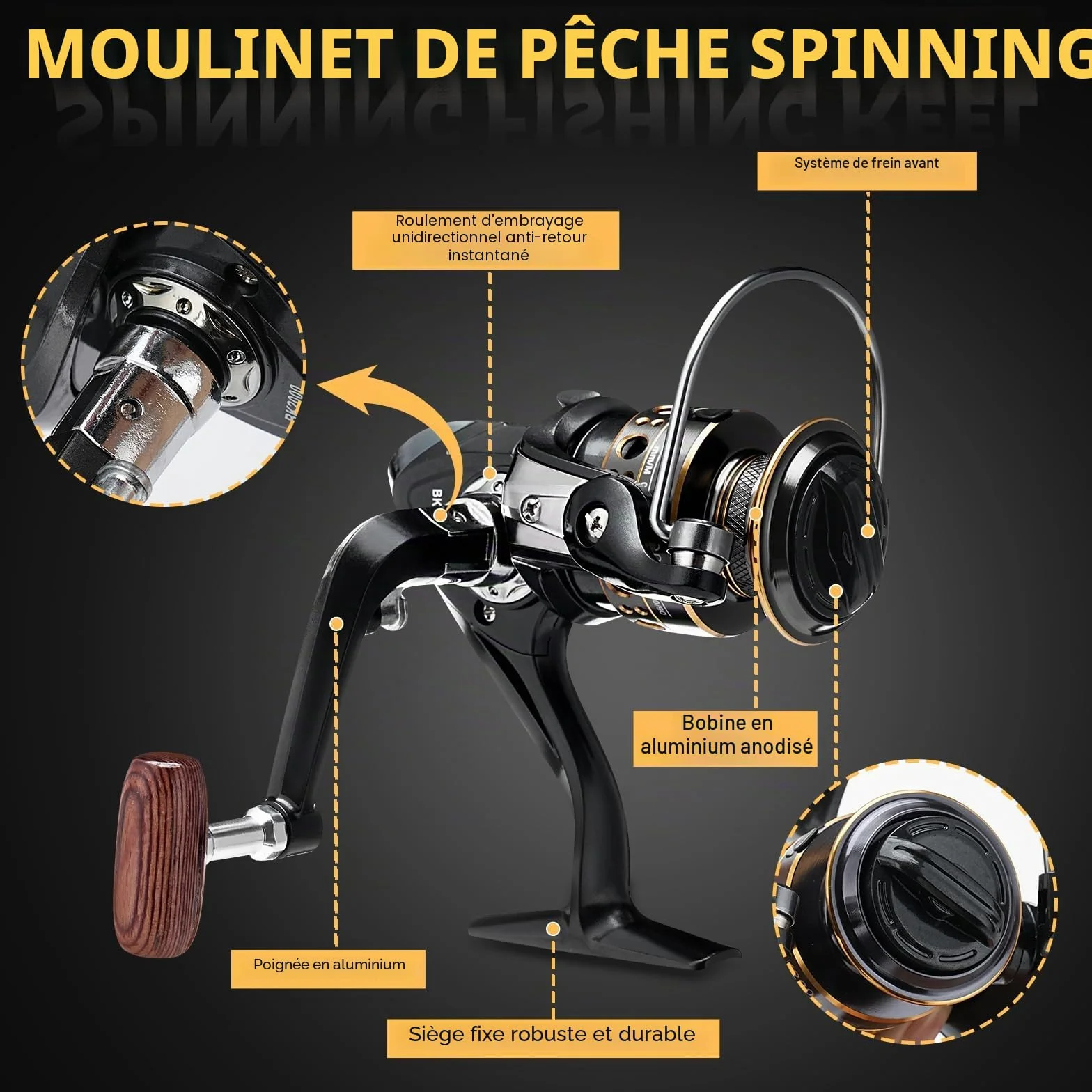 Canne à Pêche Télescopique 2,1m Fibre de Carbone Kit avec Moulinet, Ligne, Leurres, Sac