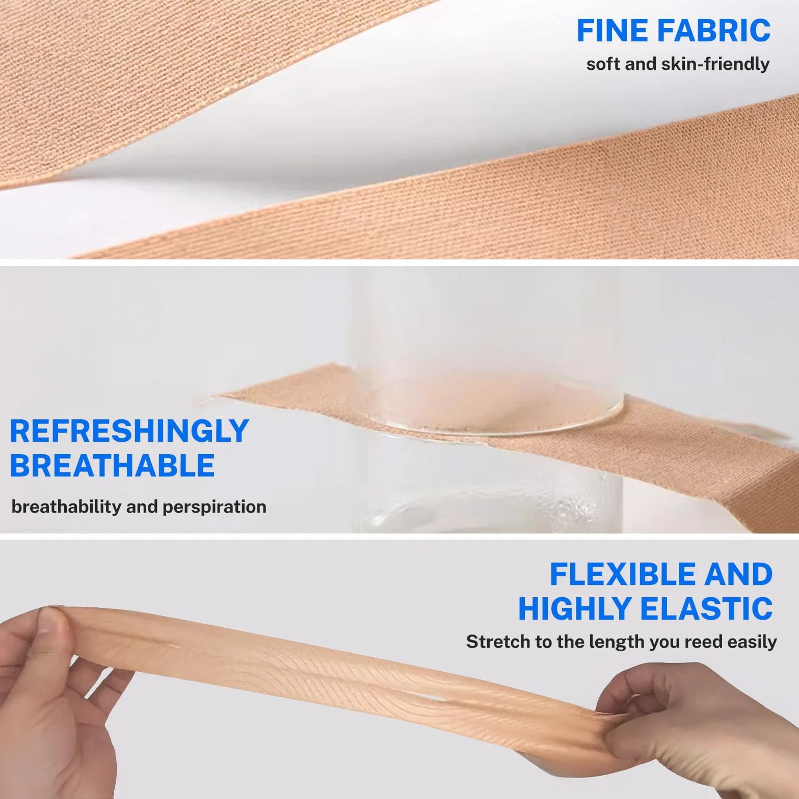 10 pièces Prédécoupées Tape Kinesiologie Genou Tape bleu - kinesio tape bande kinesiologie, résistant à l'eau & doux pour la peau Ruban de physiothérapie douleurs genoux correction de la posture
