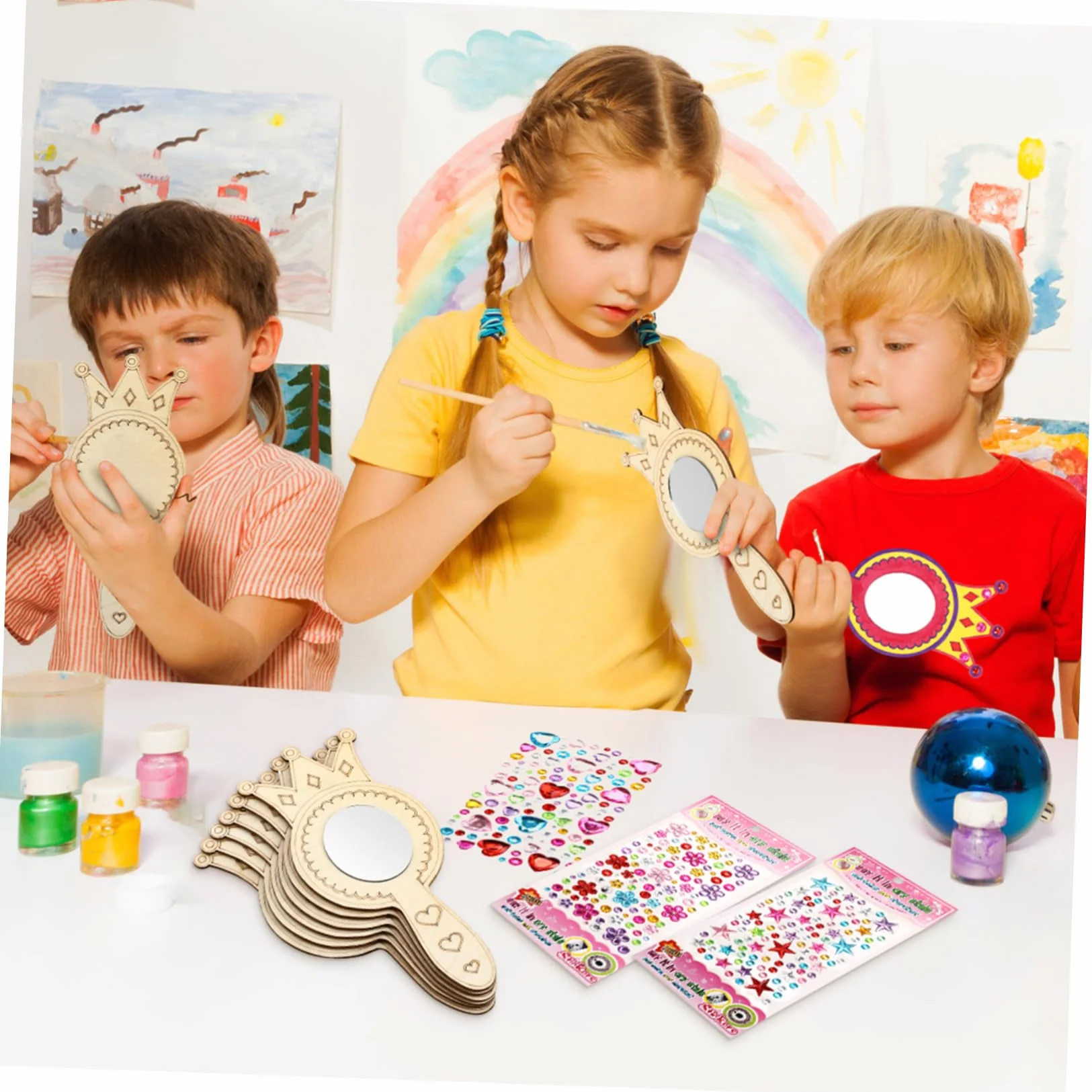 SHINEOFI Kit De Bricolage Miroirs Bois Accessoires Décoratifs Pour Activités Manuelles