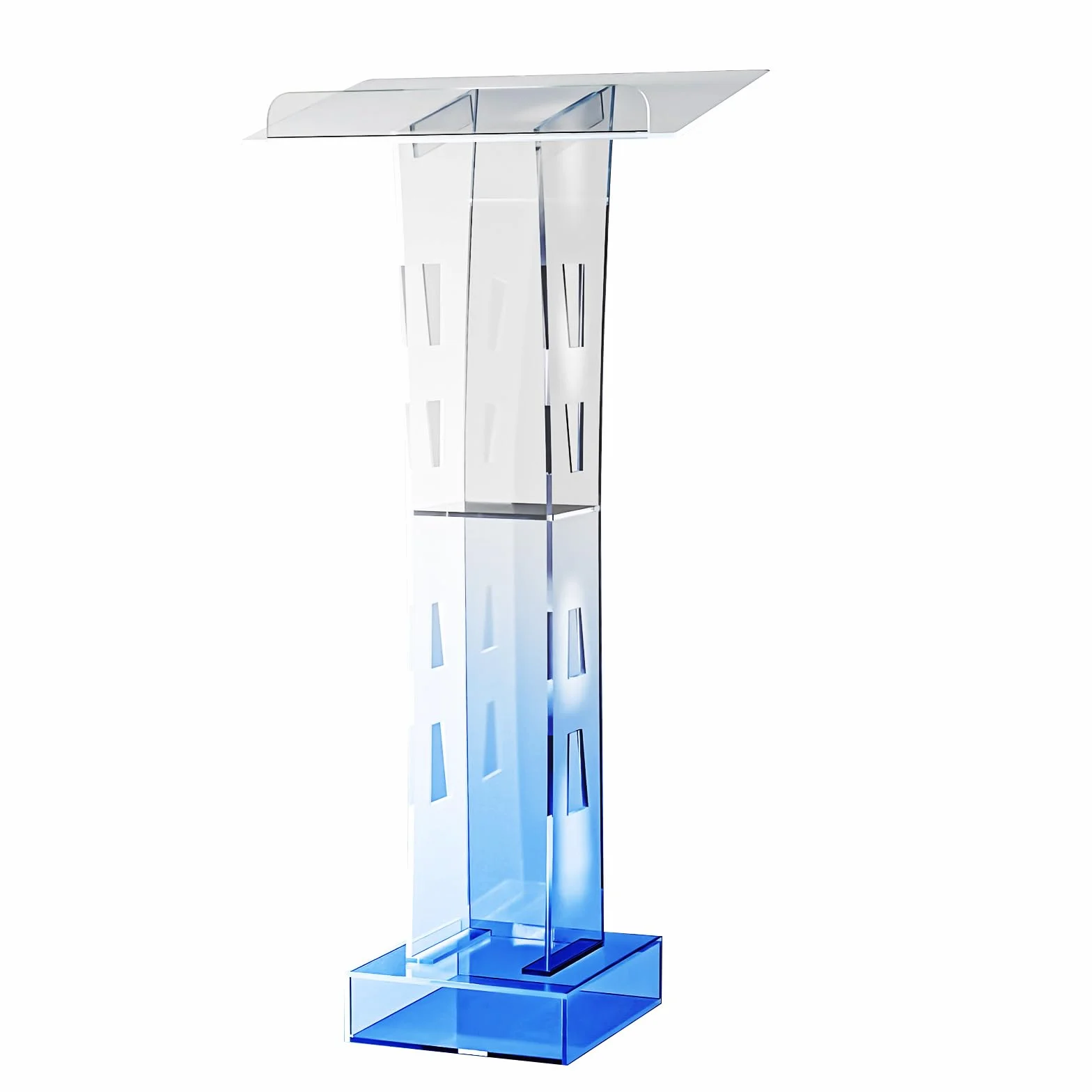 Pupitre de conférencier en acrylique transparent LED avec plateforme de lecture verticale - Podium pour discours