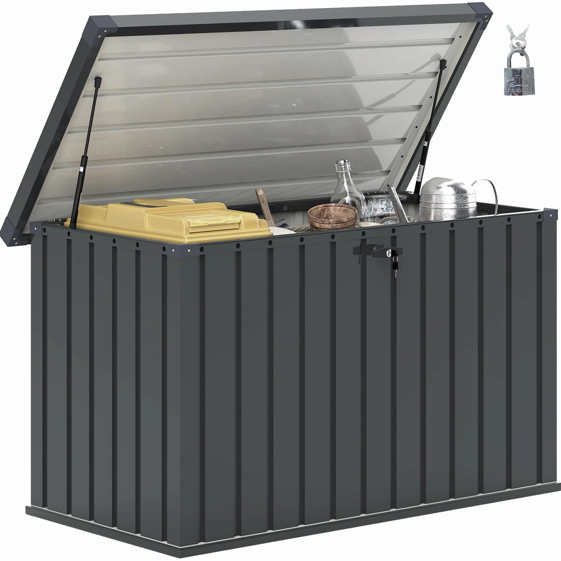 Outsunny coffre d'extérieur 400L acier galvanisé étanche 124x66x72 cm gris foncé