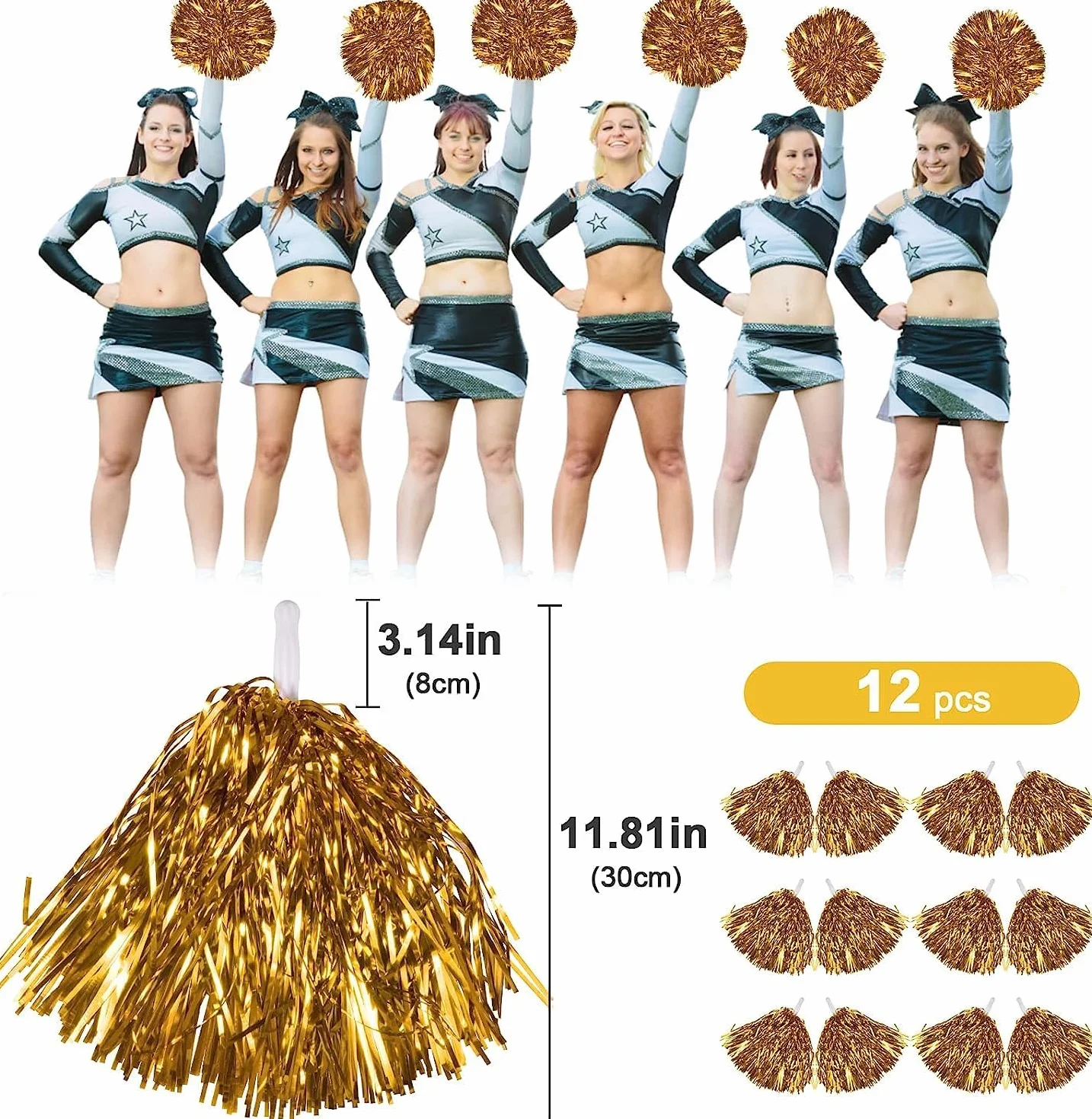 Cheerleading Pom Poms Sport Cheers Ball 12 Pièces